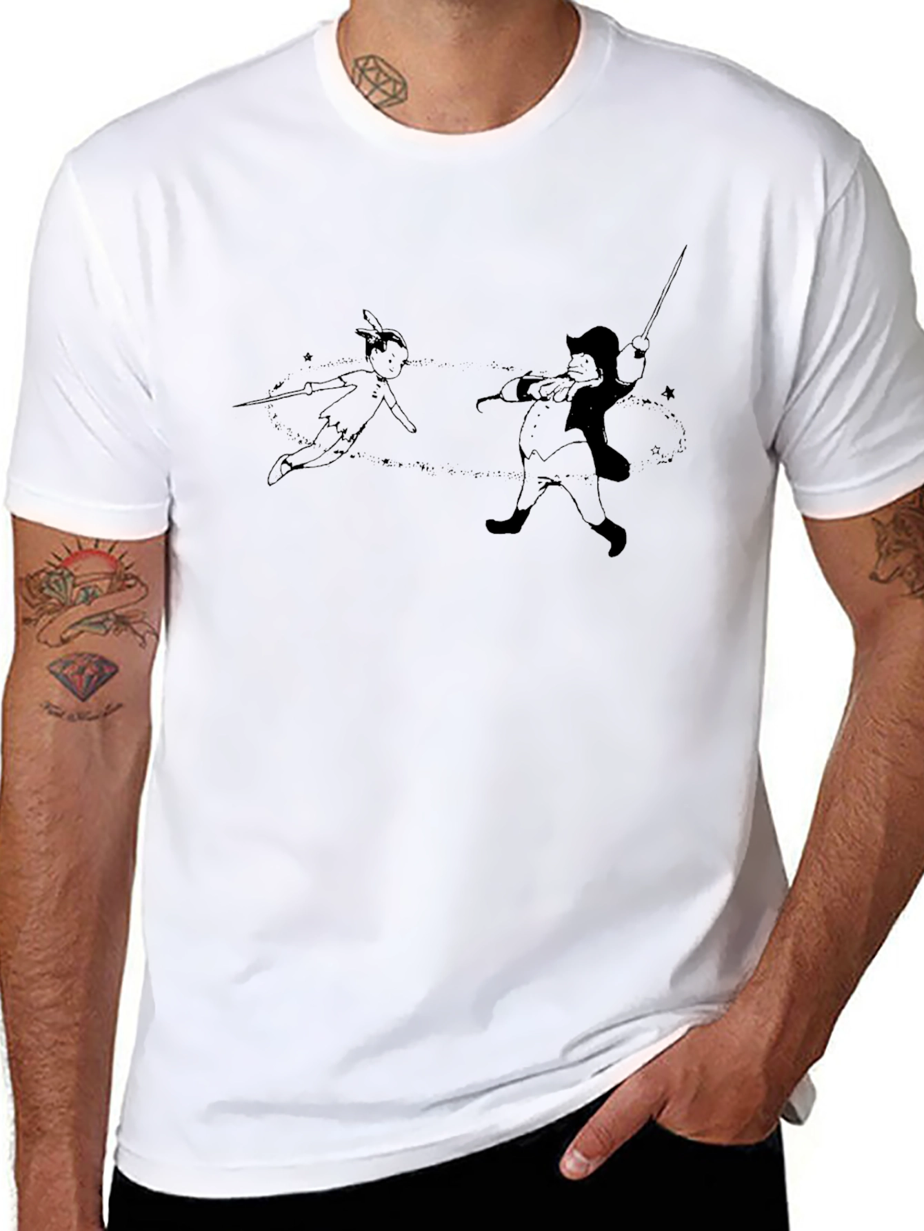 Peter Pan vs Captain Hook Black T-Shirt