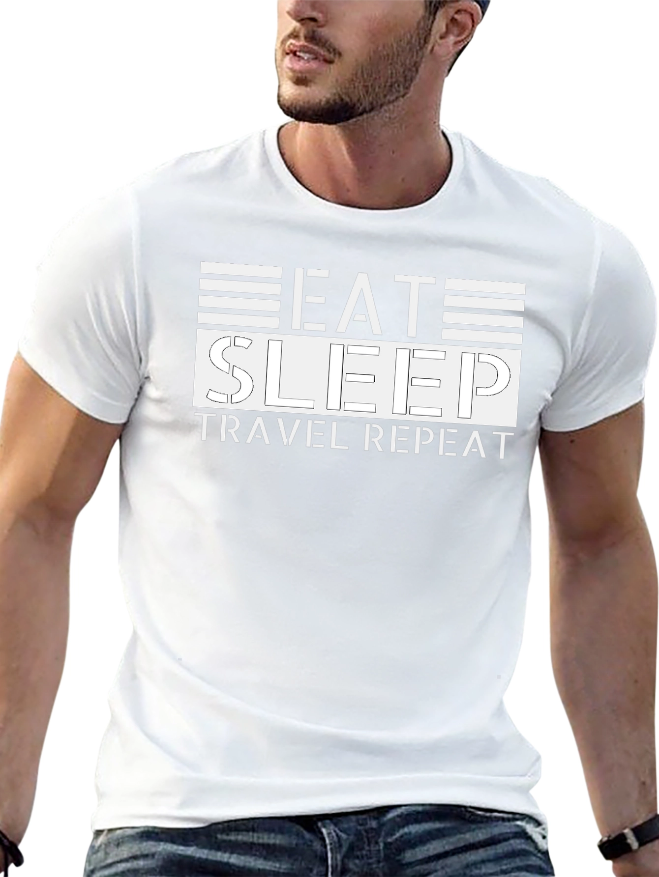 Eat Sleep Travel Repeat Black T-Shirt