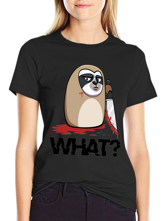 Sloth With Knife Black Graphic Tee