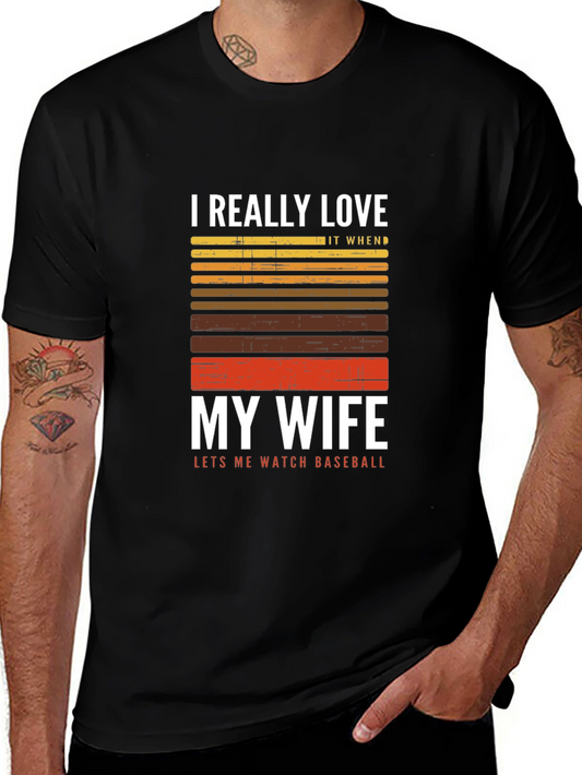 I Love My Wife Baseball T-Shirt - Black