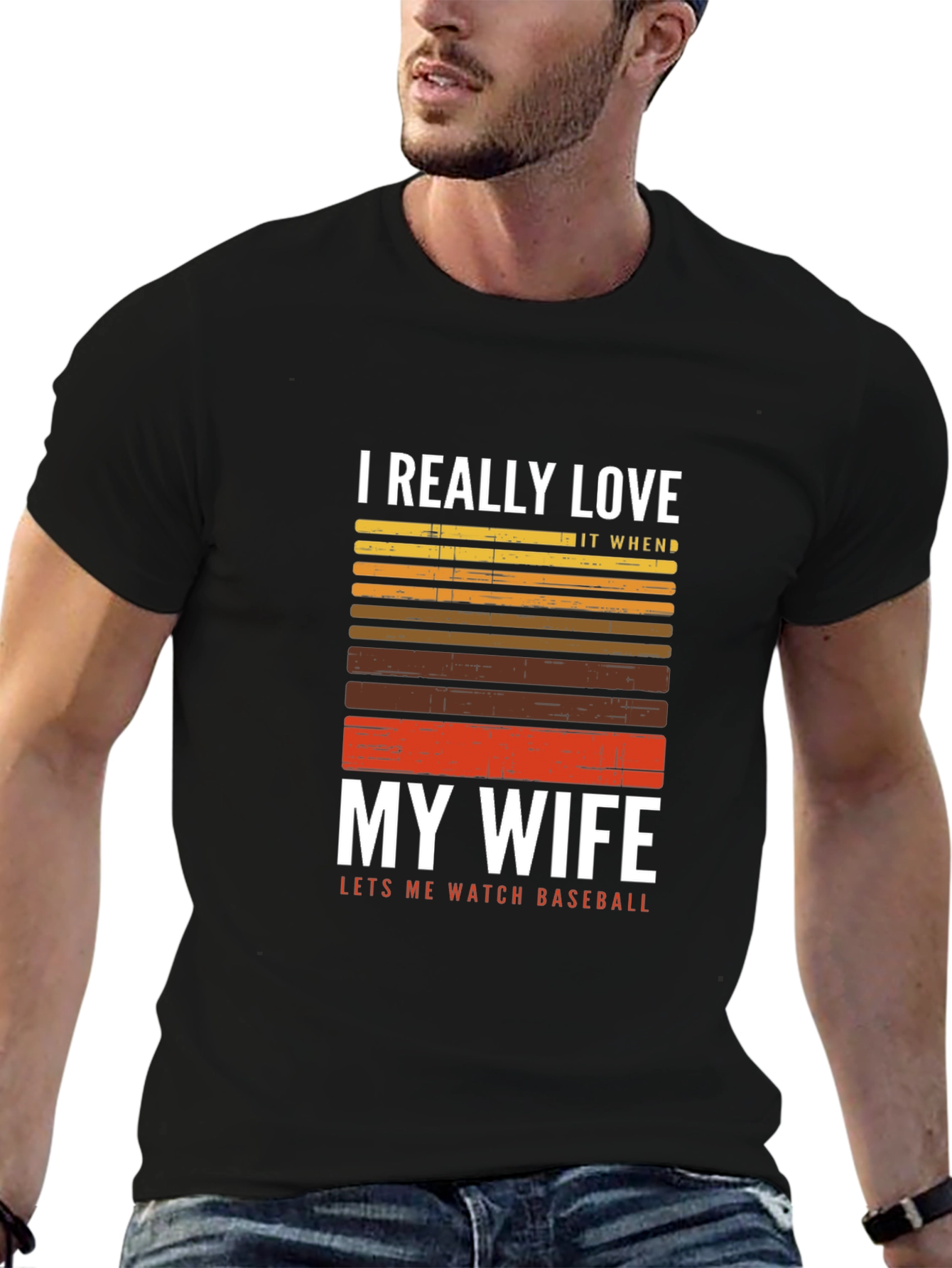 I Love My Wife Baseball T-Shirt - Black