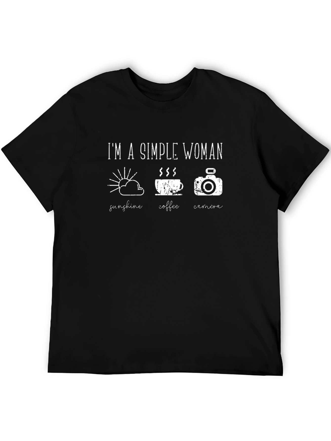 Simple Woman T-Shirt: Sunshine Coffee Camera