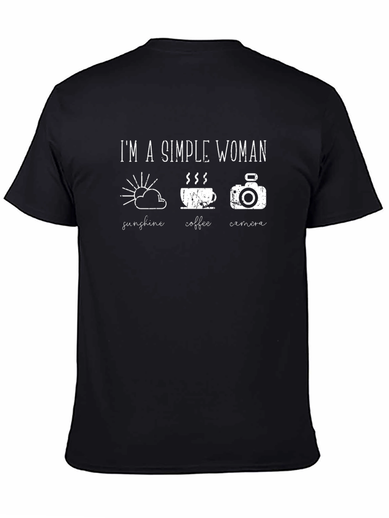 Simple Woman T-Shirt: Sunshine Coffee Camera