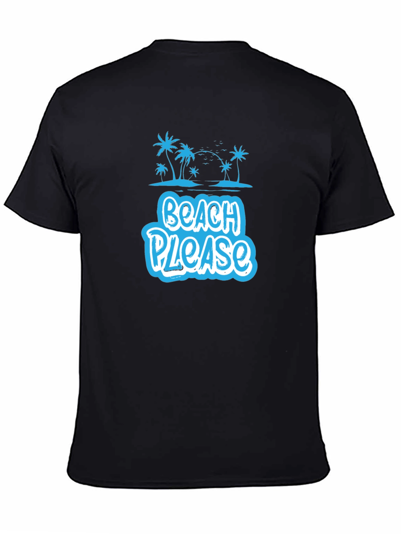 Beach Please Graphic Tee - Black Cotton Shirt