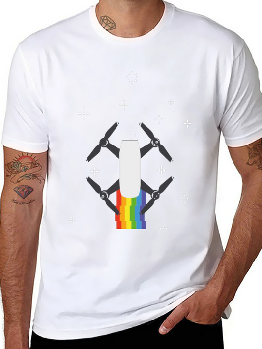 Rainbow Drone Graphic Tee - Black T-Shirt