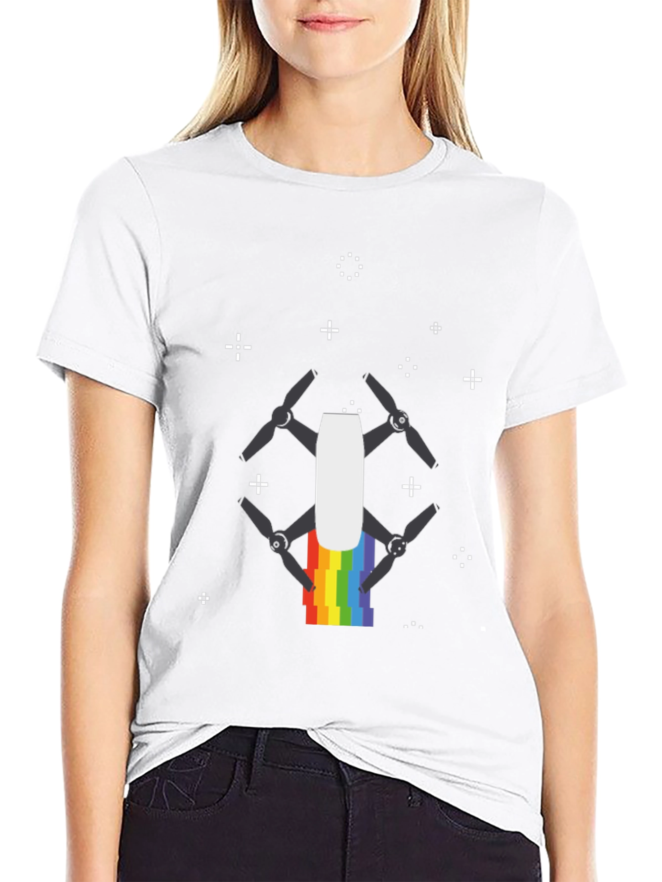 Rainbow Drone Graphic Tee - Black T-Shirt