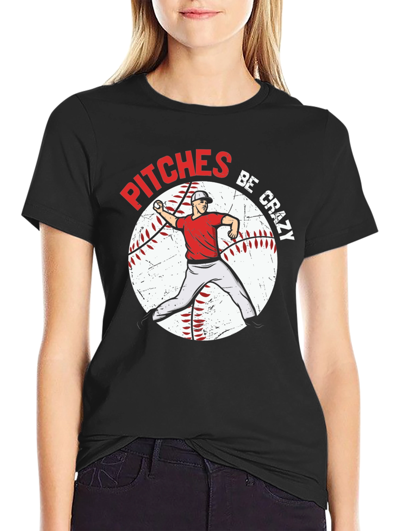 Pitches Be Crazy Baseball Graphic T-Shirt