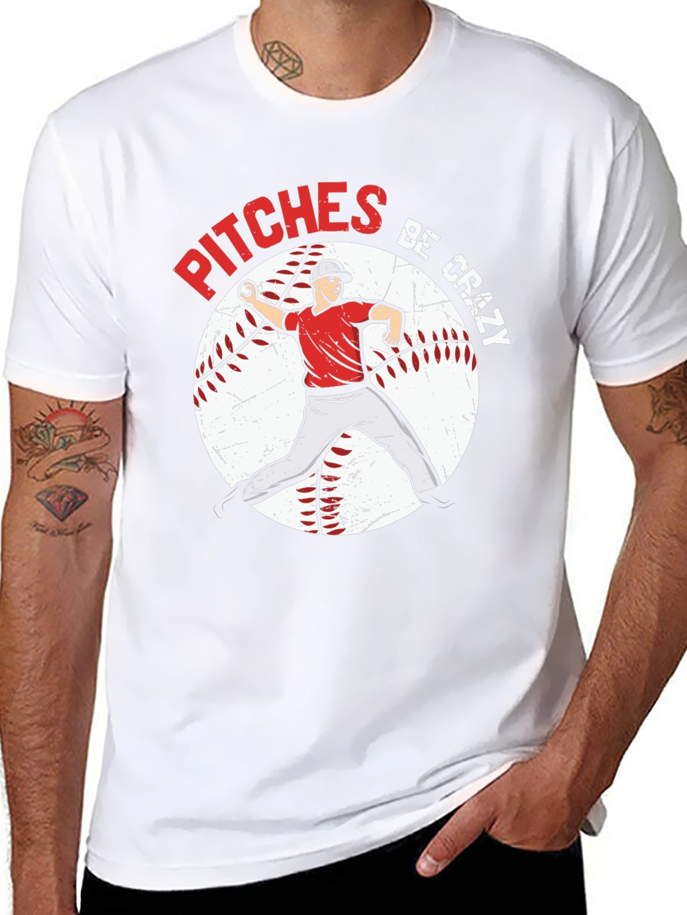 Pitches Be Crazy Baseball Graphic T-Shirt