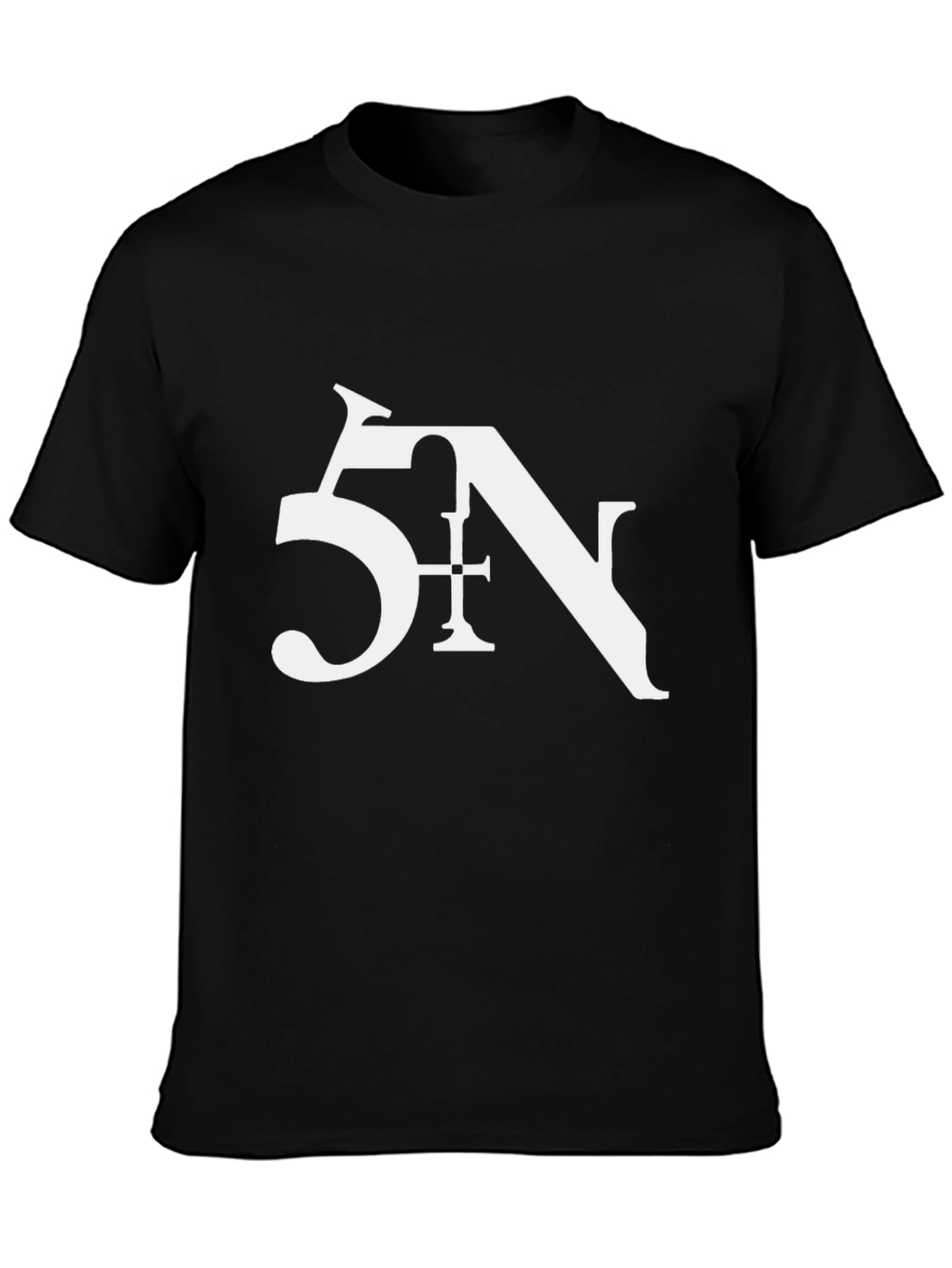 Stylish Black Tee with Bold 5N Graphic Print