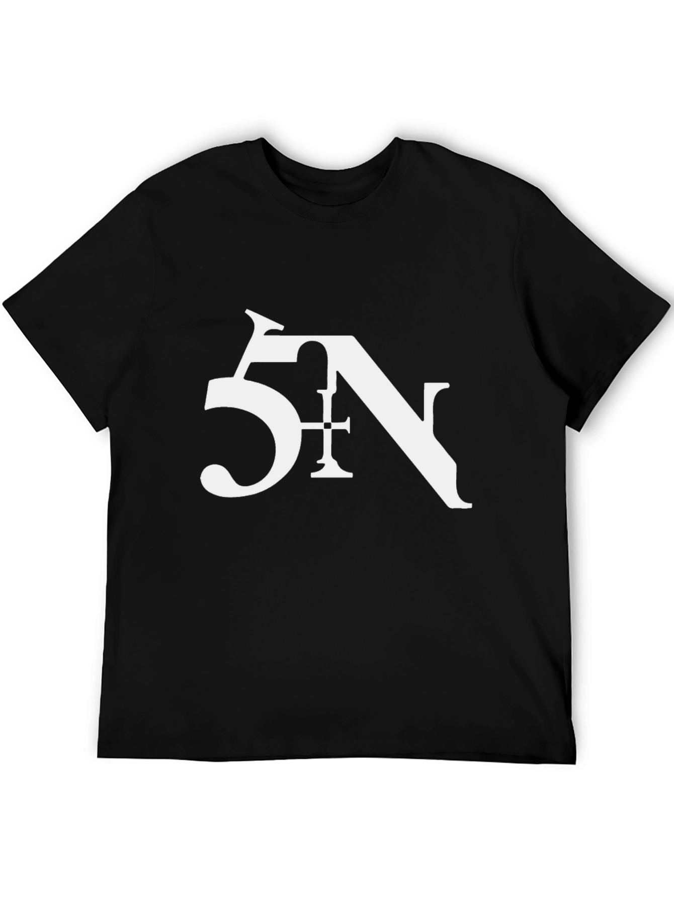 Stylish Black Tee with Bold 5N Graphic Print