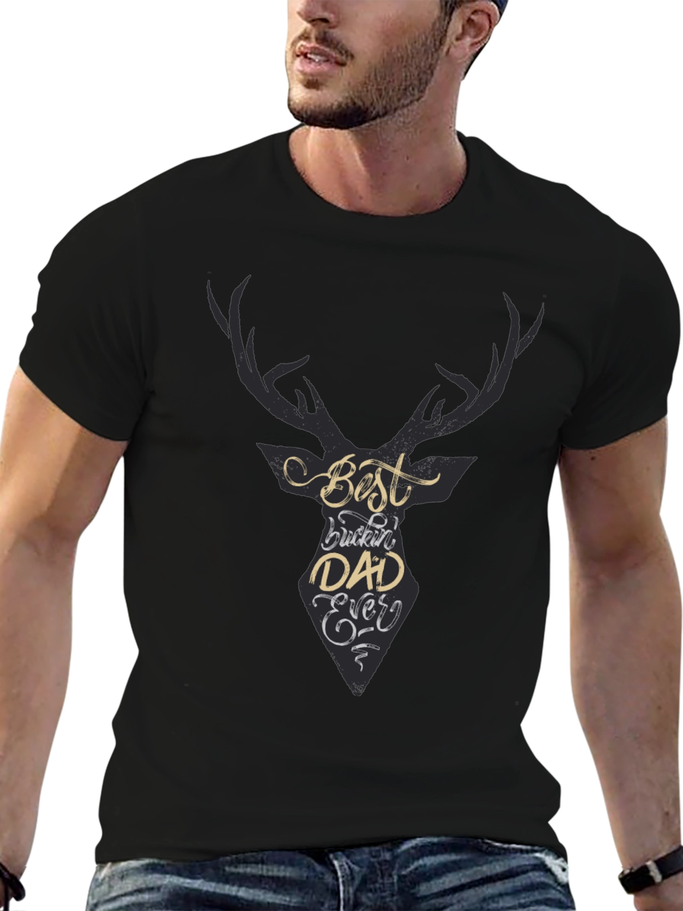 Best Buckin Dad Ever Black Tee