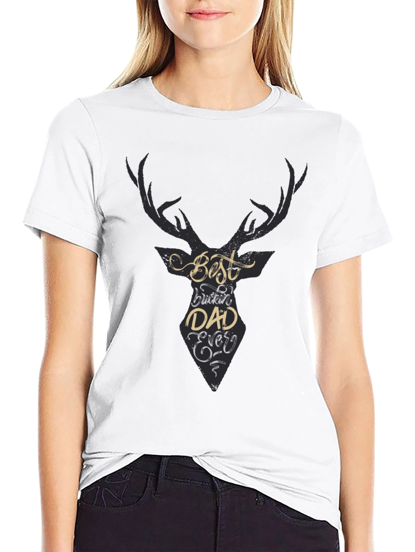 Best Buckin Dad Ever Black Tee