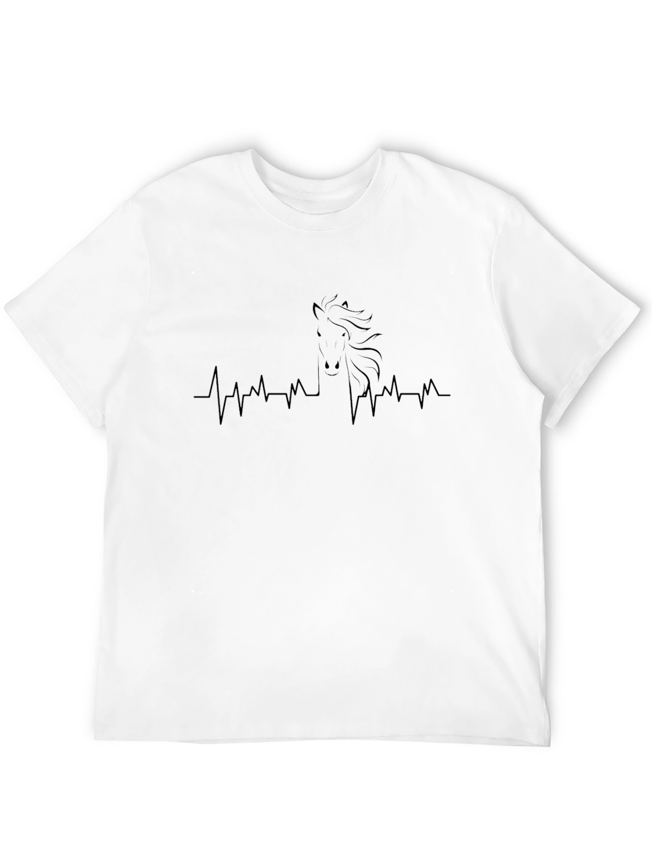 Horse Heartbeat Graphic T-Shirt - Black