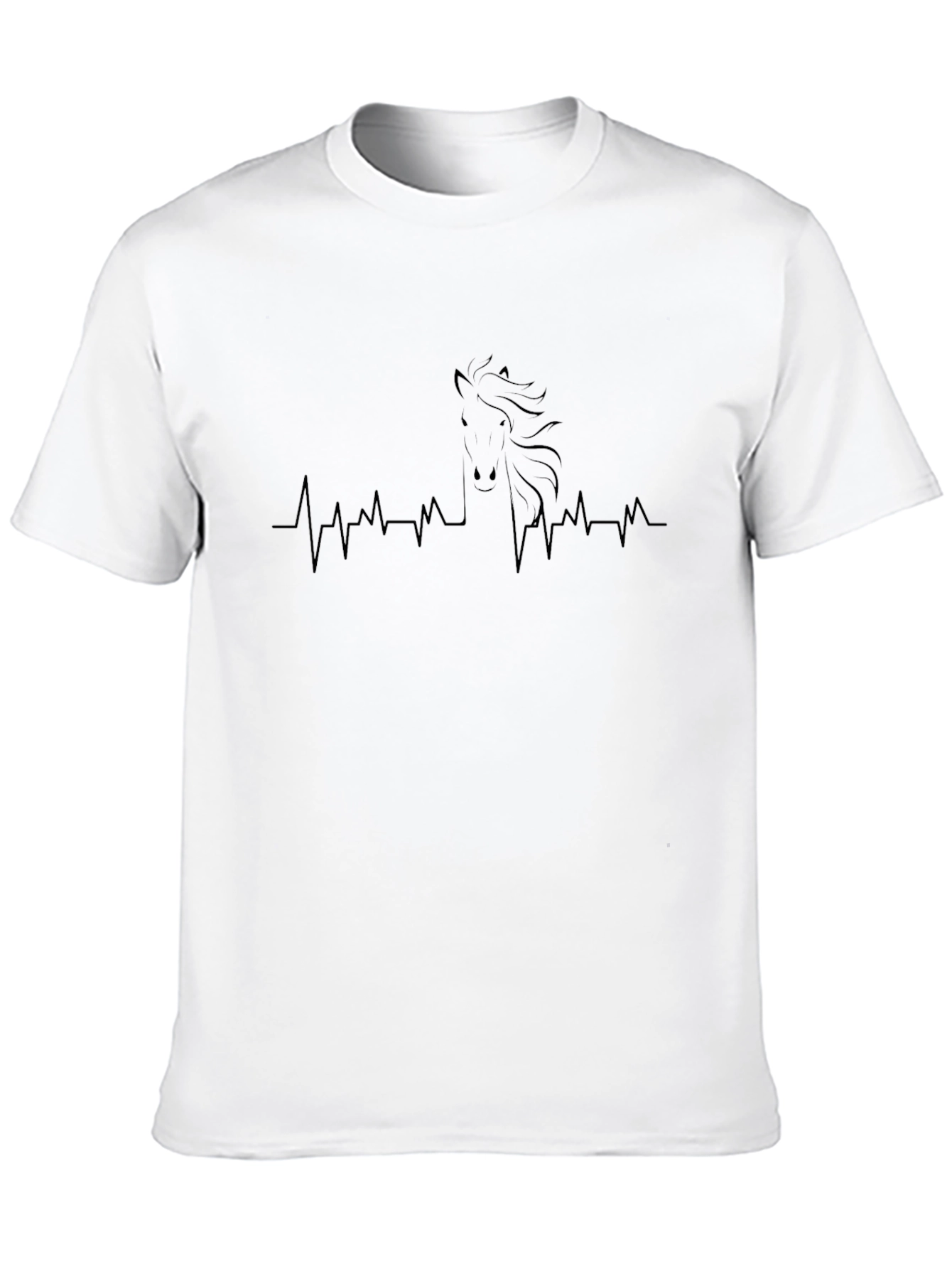 Horse Heartbeat Graphic T-Shirt - Black