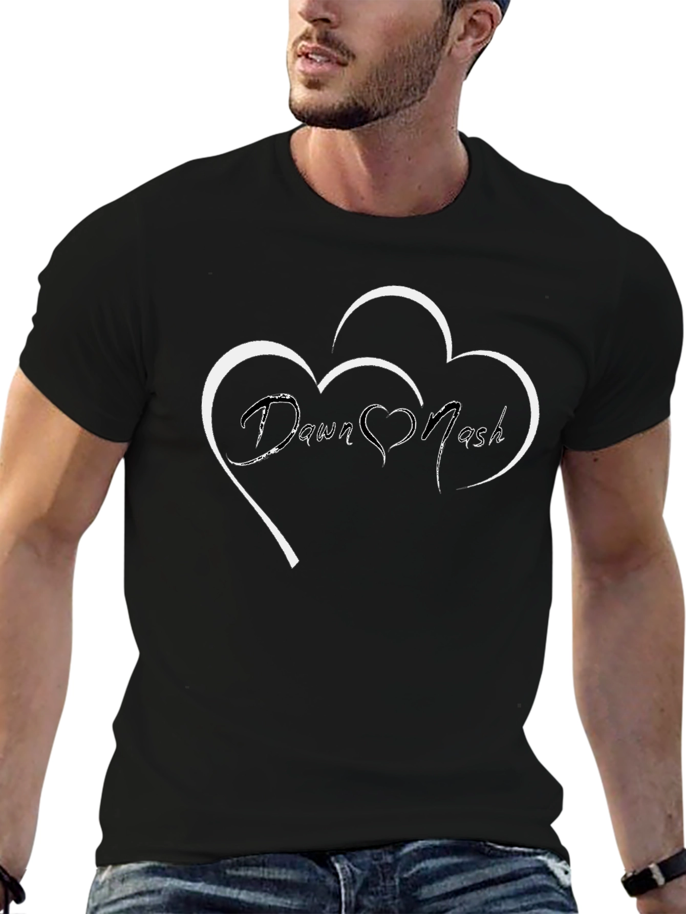 Dawn & Nash Heart Graphic Black T-Shirt