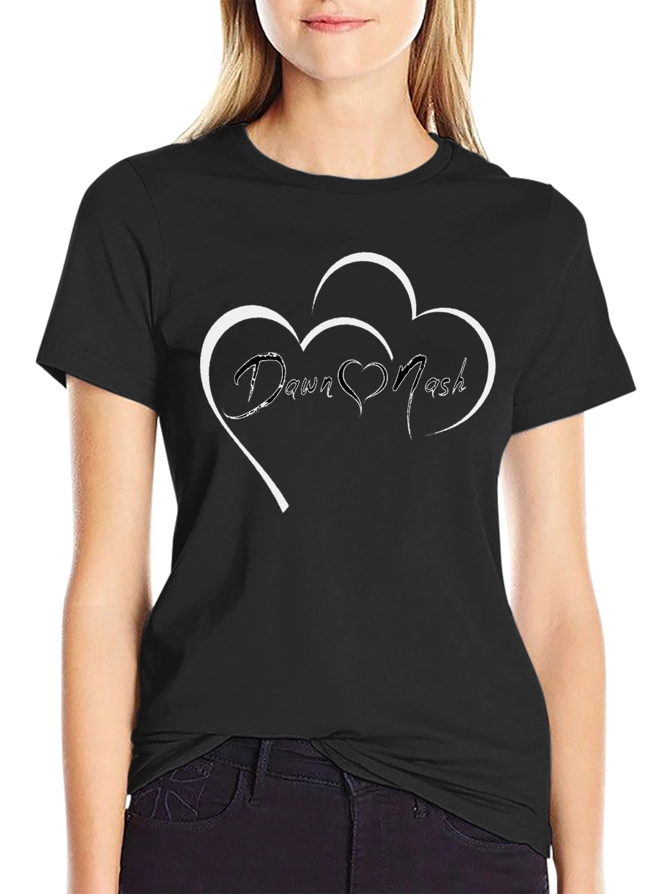 Dawn & Nash Heart Graphic Black T-Shirt