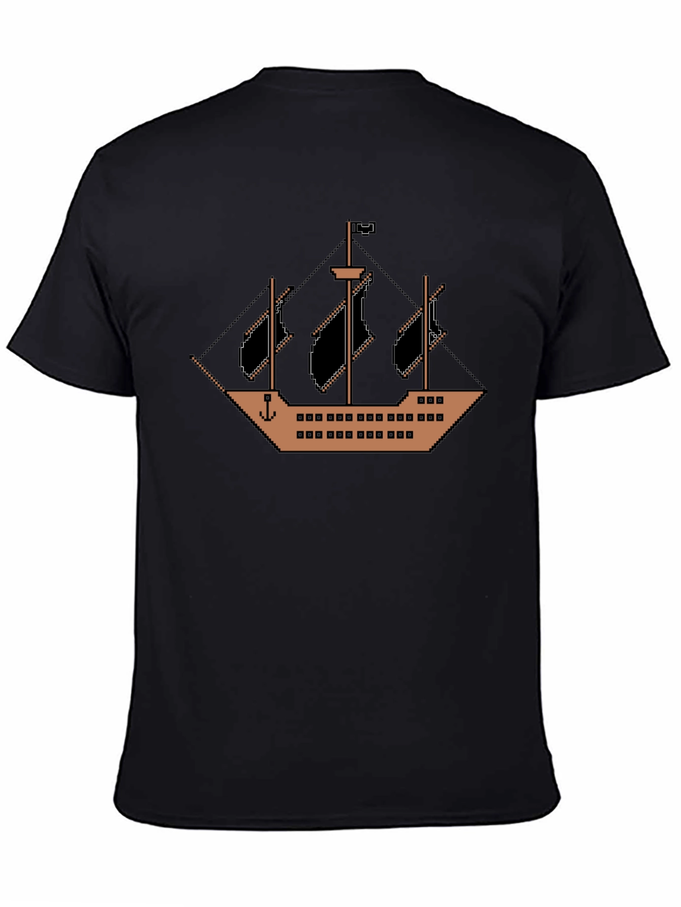 Pixel Pirate Ship Black T-Shirt