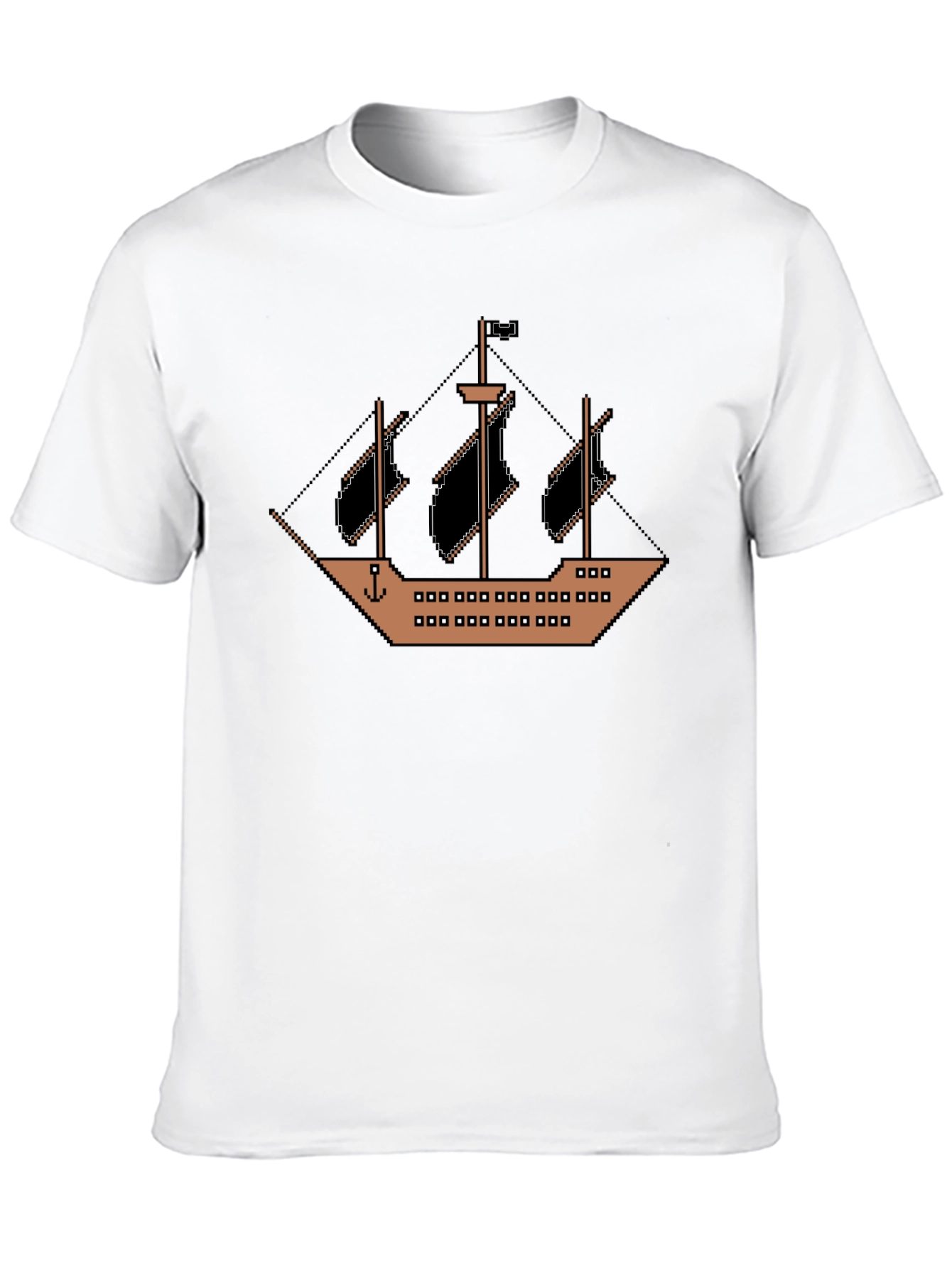 Pixel Pirate Ship Black T-Shirt