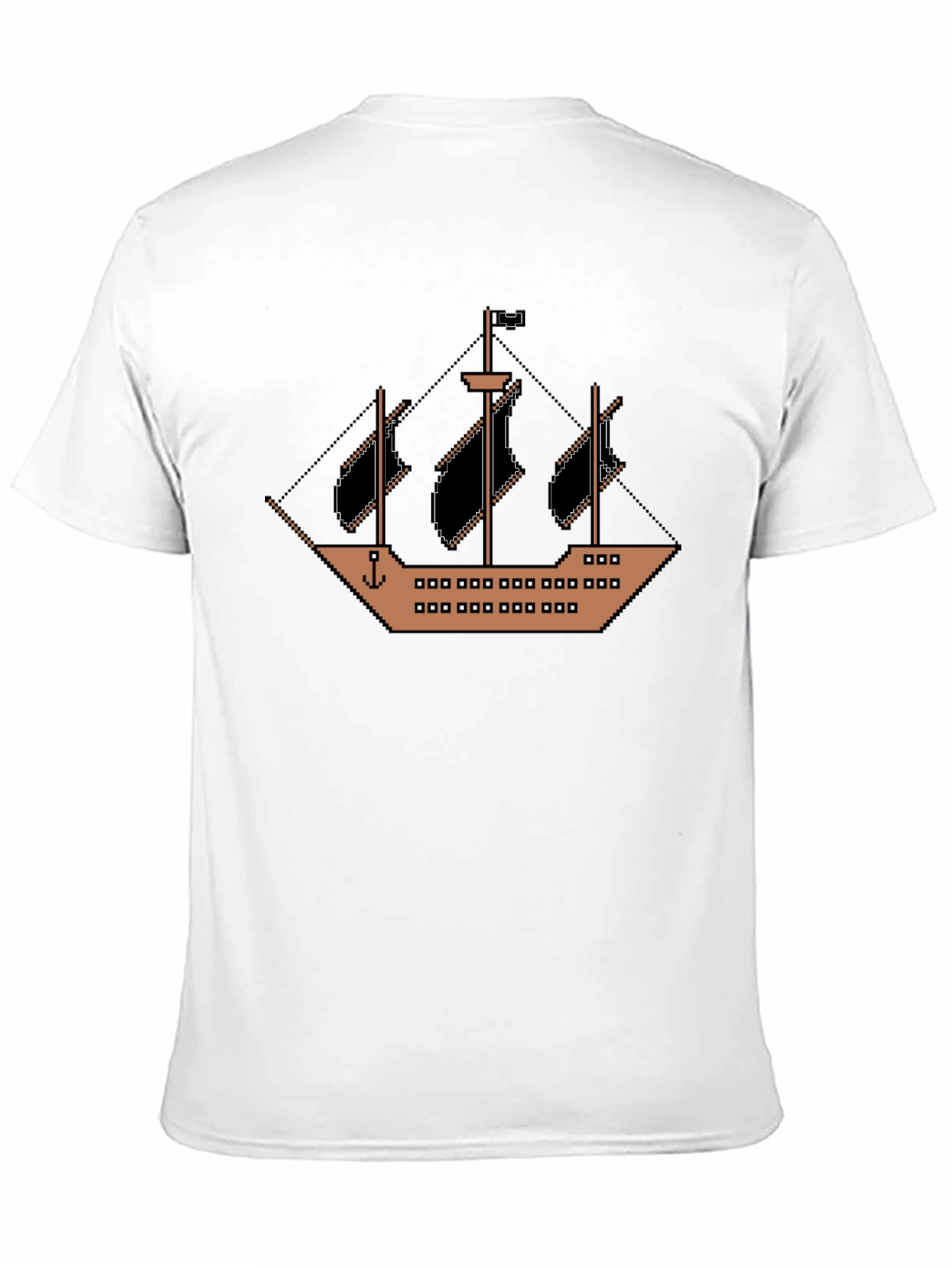 Pixel Pirate Ship Black T-Shirt