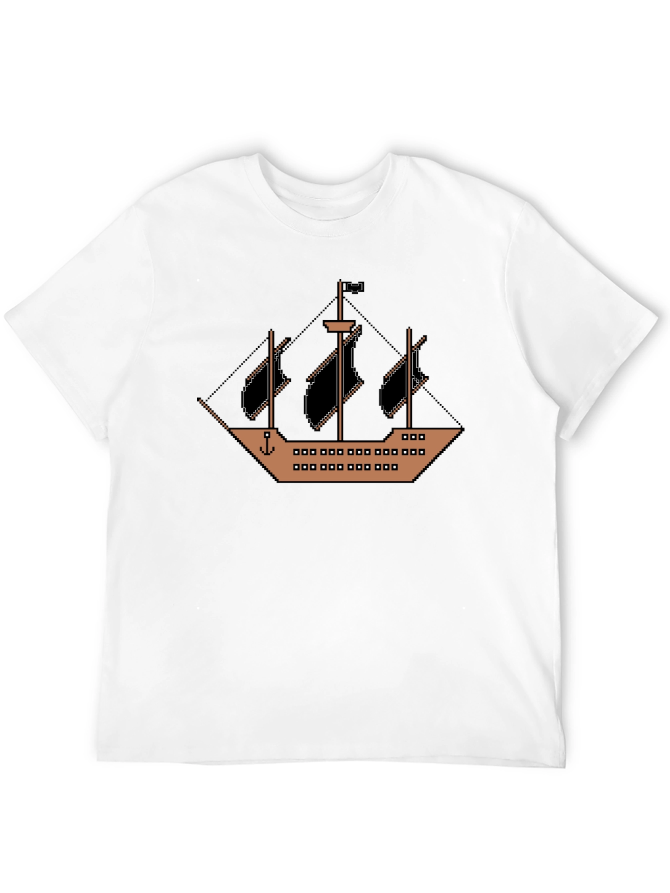 Pixel Pirate Ship Black T-Shirt