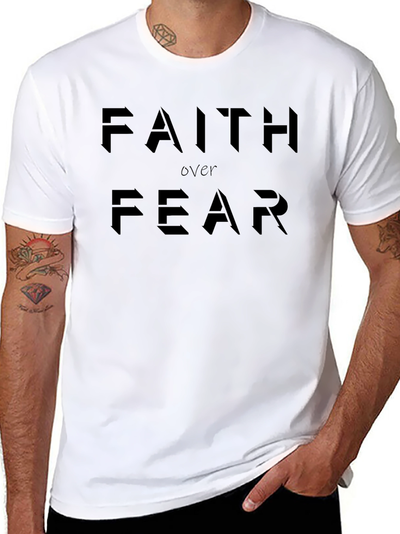 Faith Over Fear Graphic T-Shirt - Motivational Tee