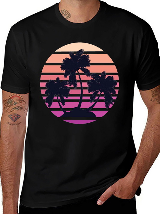 Retro Palm Sunset T-Shirt - Vintage Style Tee