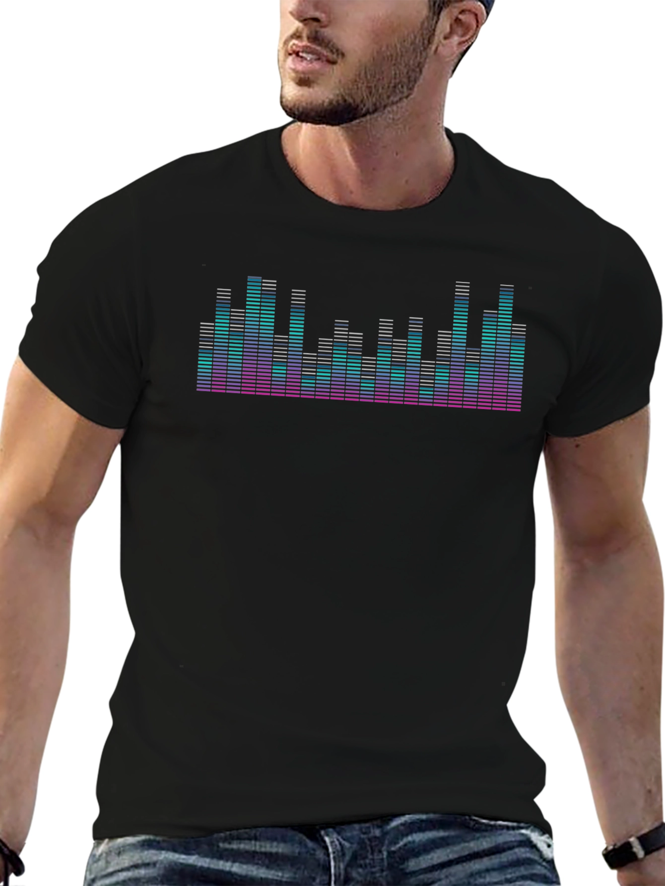 Sound Wave Graphic Tee - Black