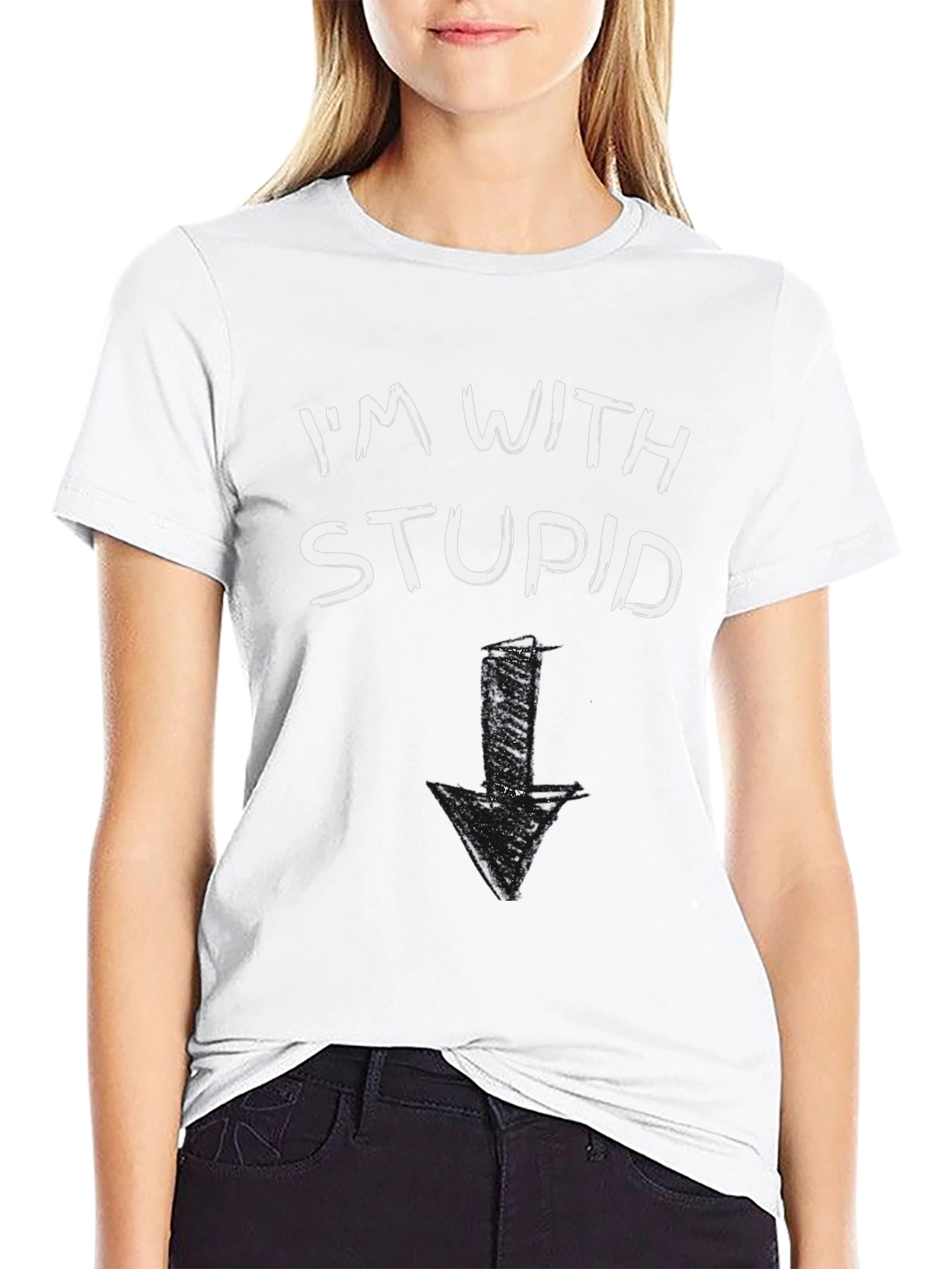 Im With Stupid T-Shirt Funny Arrow Pointing Down