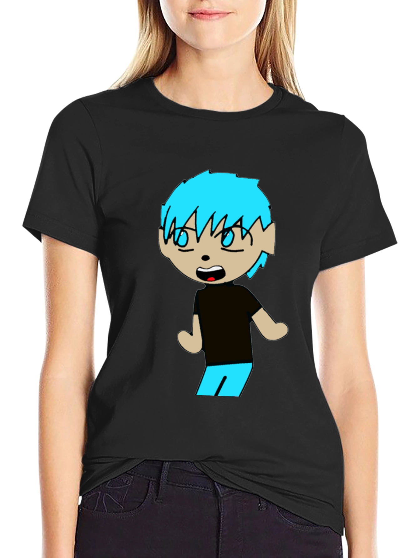 Cartoon Character Graphic Black T-Shirt