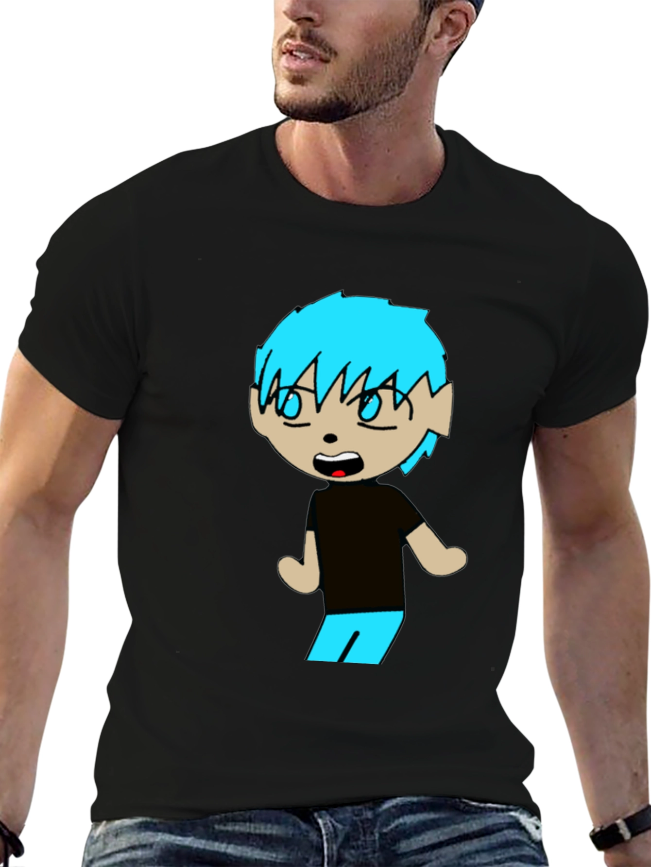Cartoon Character Graphic Black T-Shirt