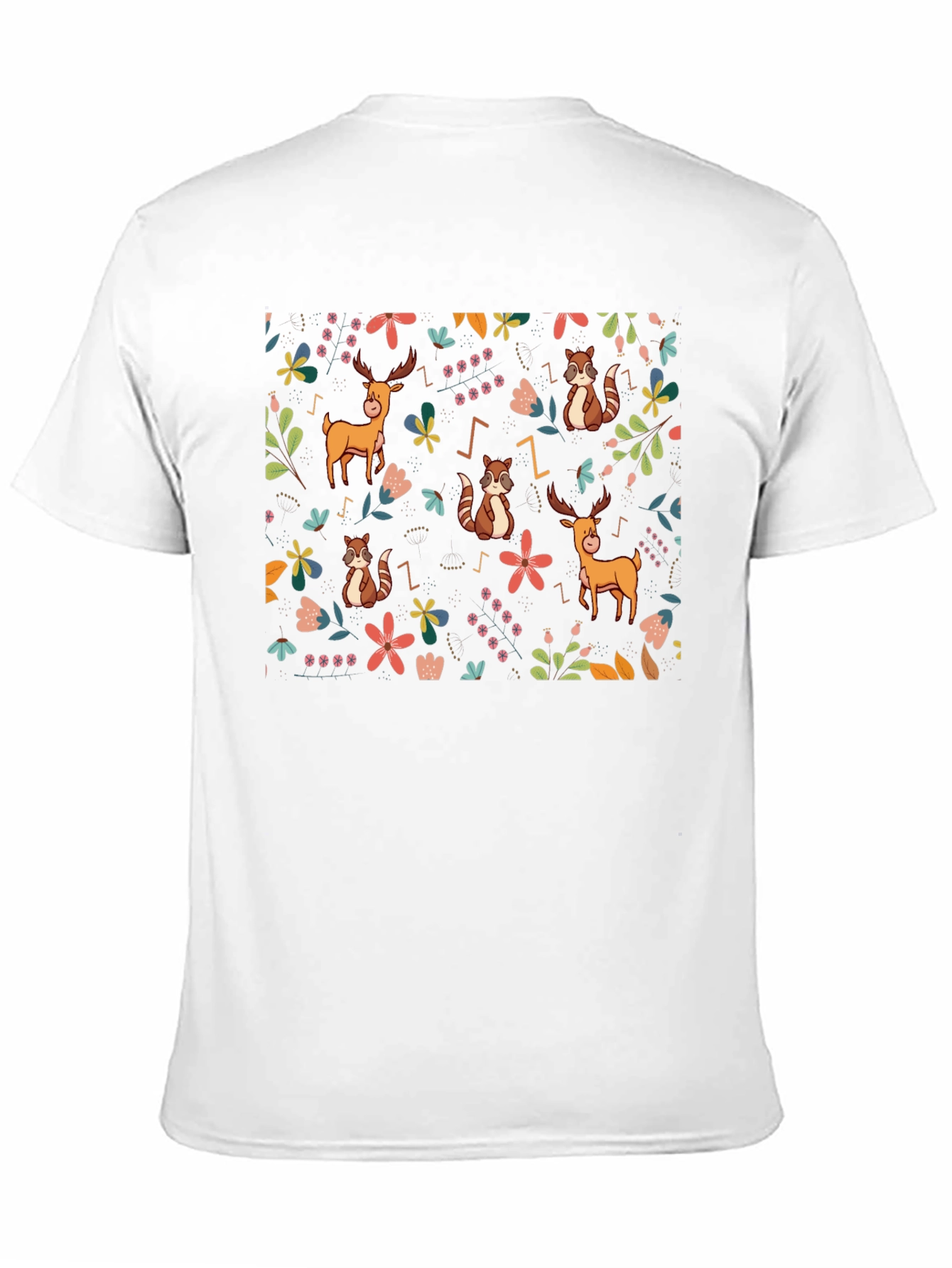 Whimsical Forest Print Black T-Shirt