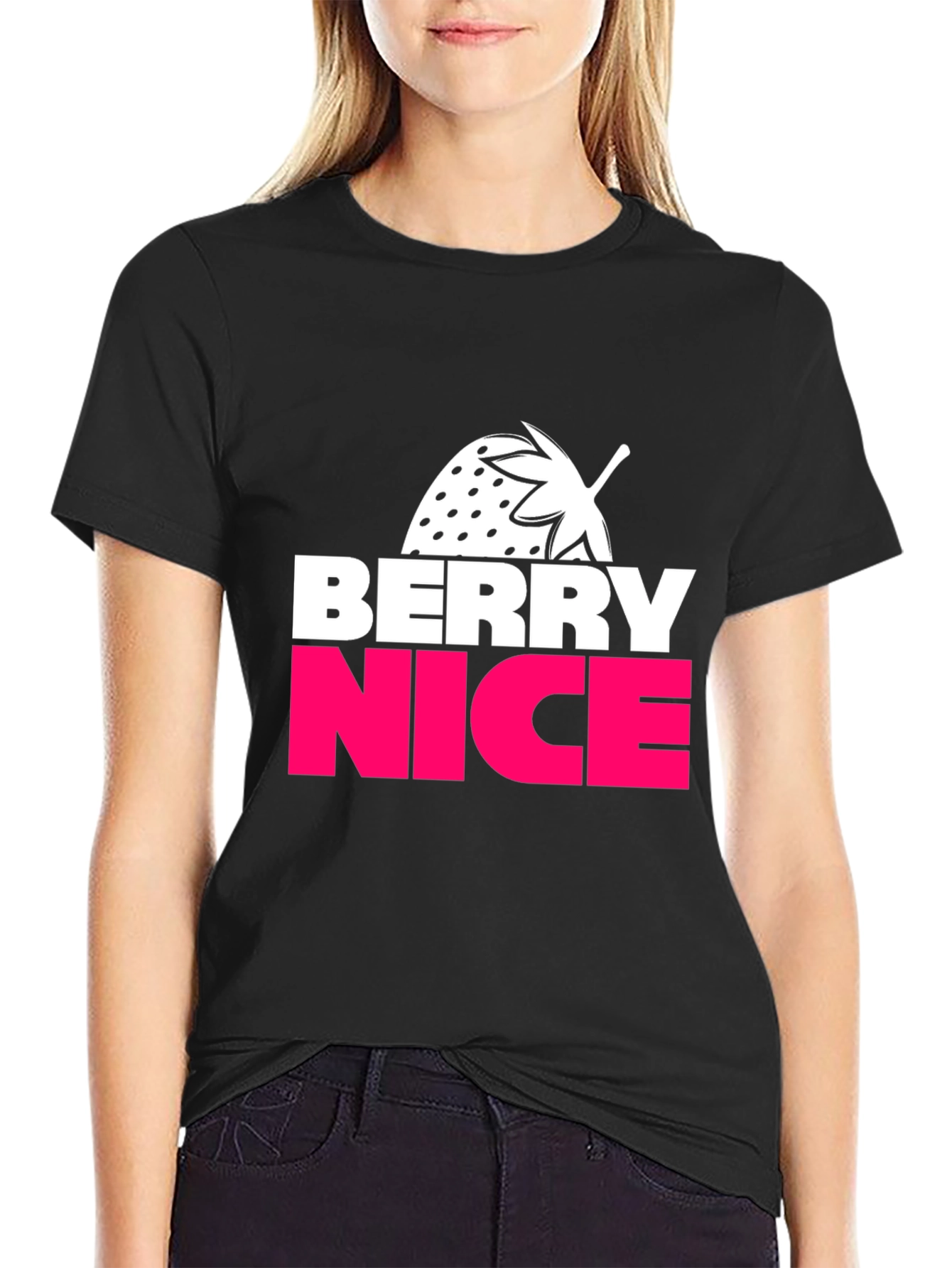 Berry Nice Graphic Tee - Casual Black T-Shirt