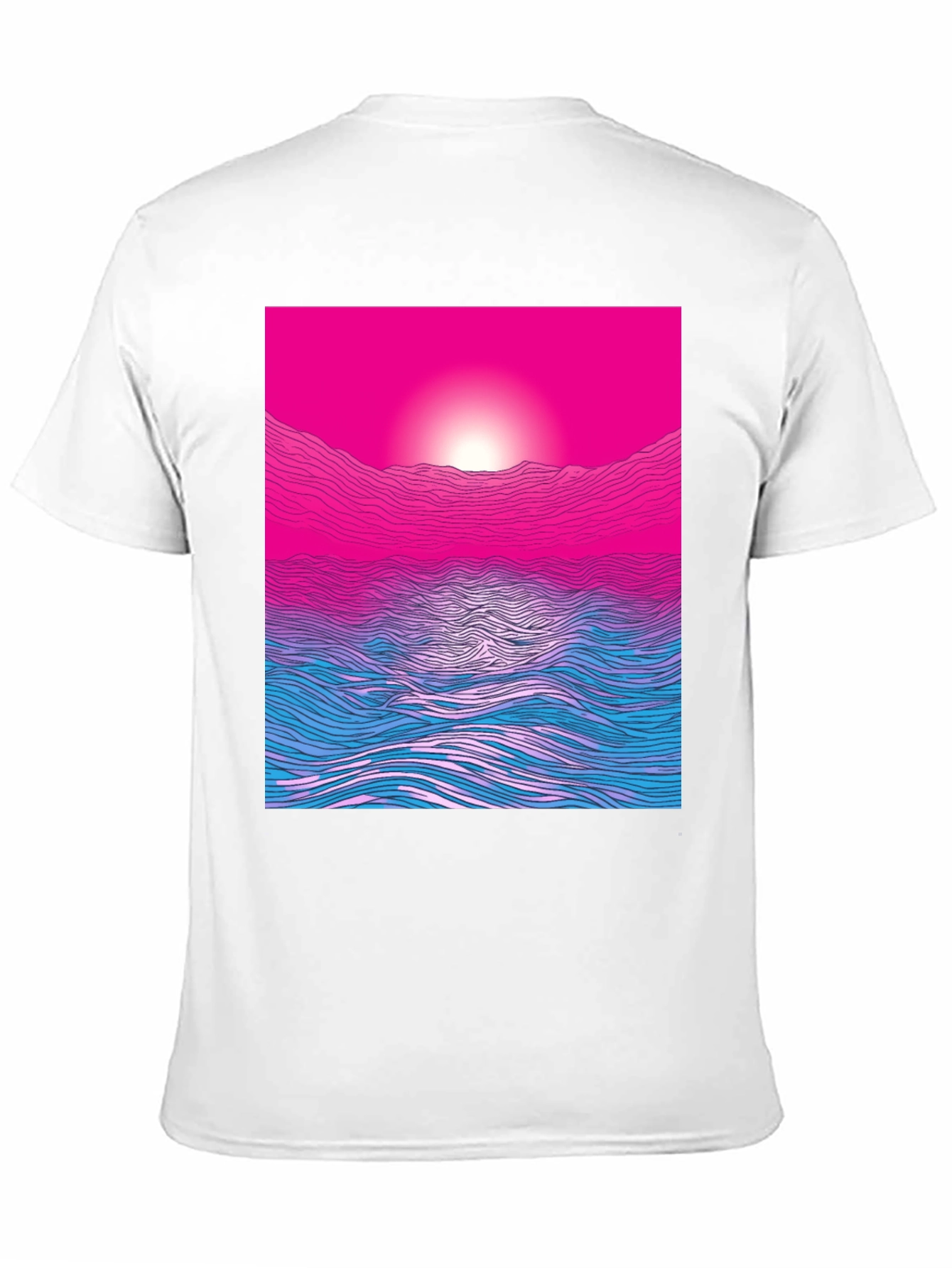 Sunset Waves Graphic Tee - Modern Print Soft Cotton
