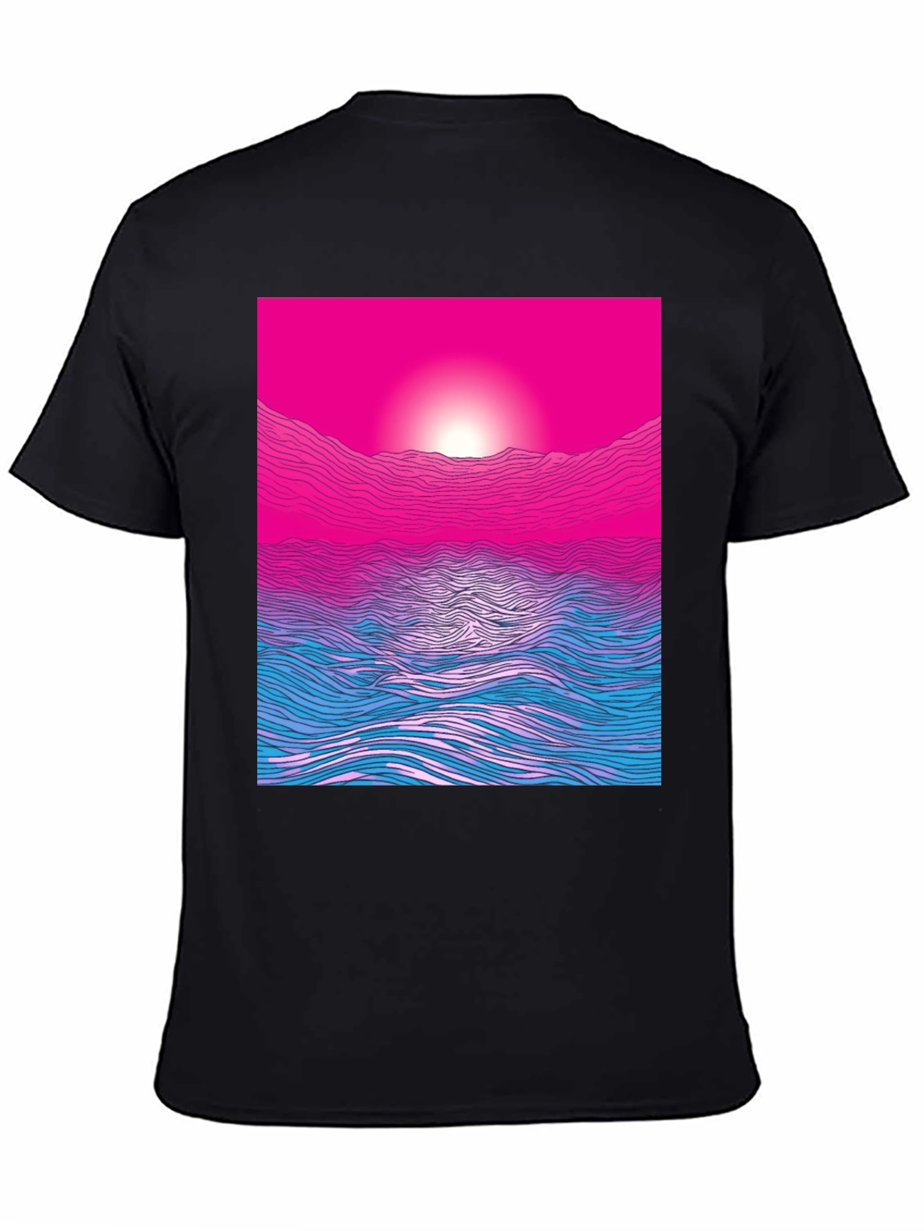 Sunset Waves Graphic Tee - Modern Print Soft Cotton