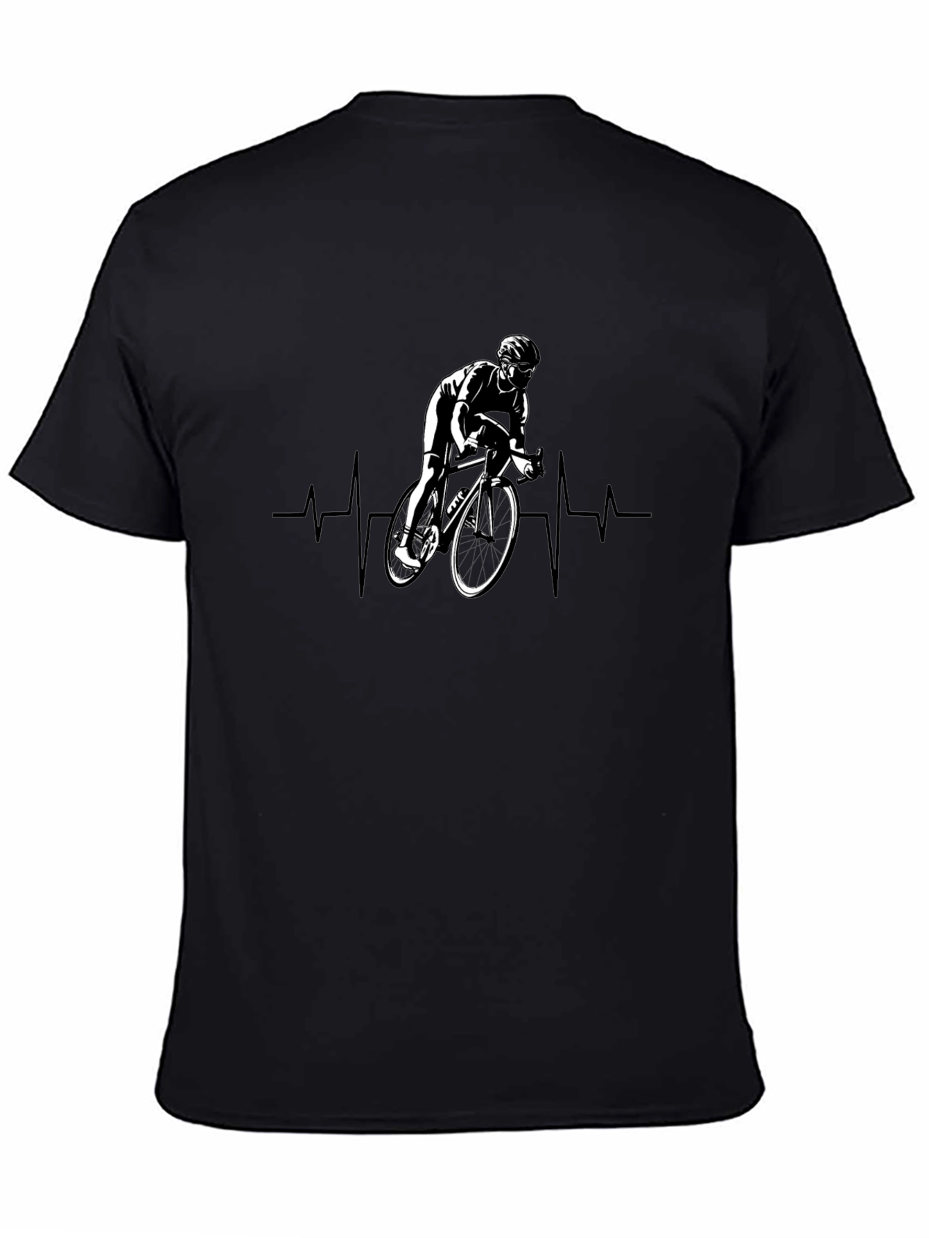 Cyclist Heartbeat T-Shirt - Black Cotton Tee