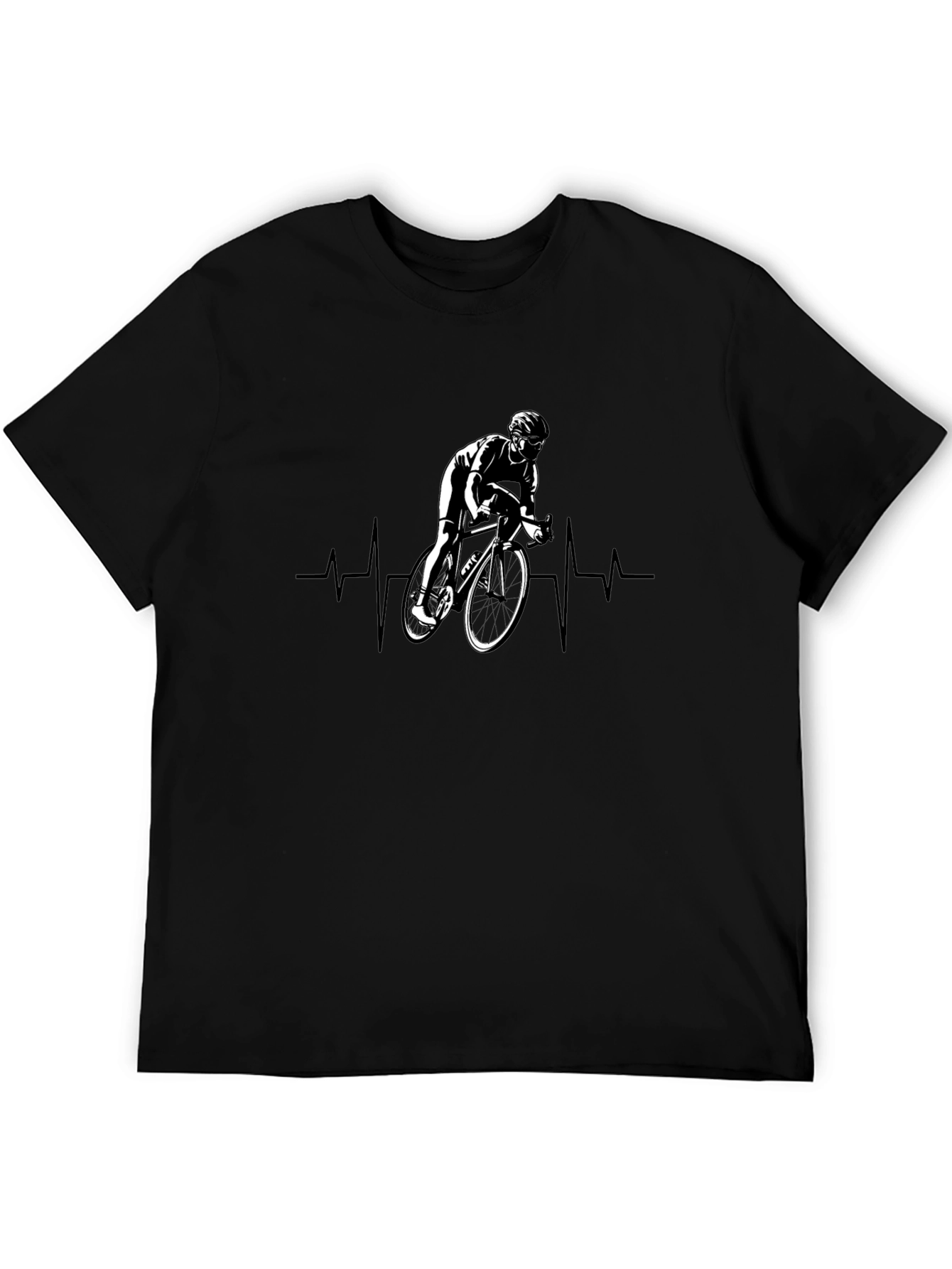 Cyclist Heartbeat T-Shirt - Black Cotton Tee
