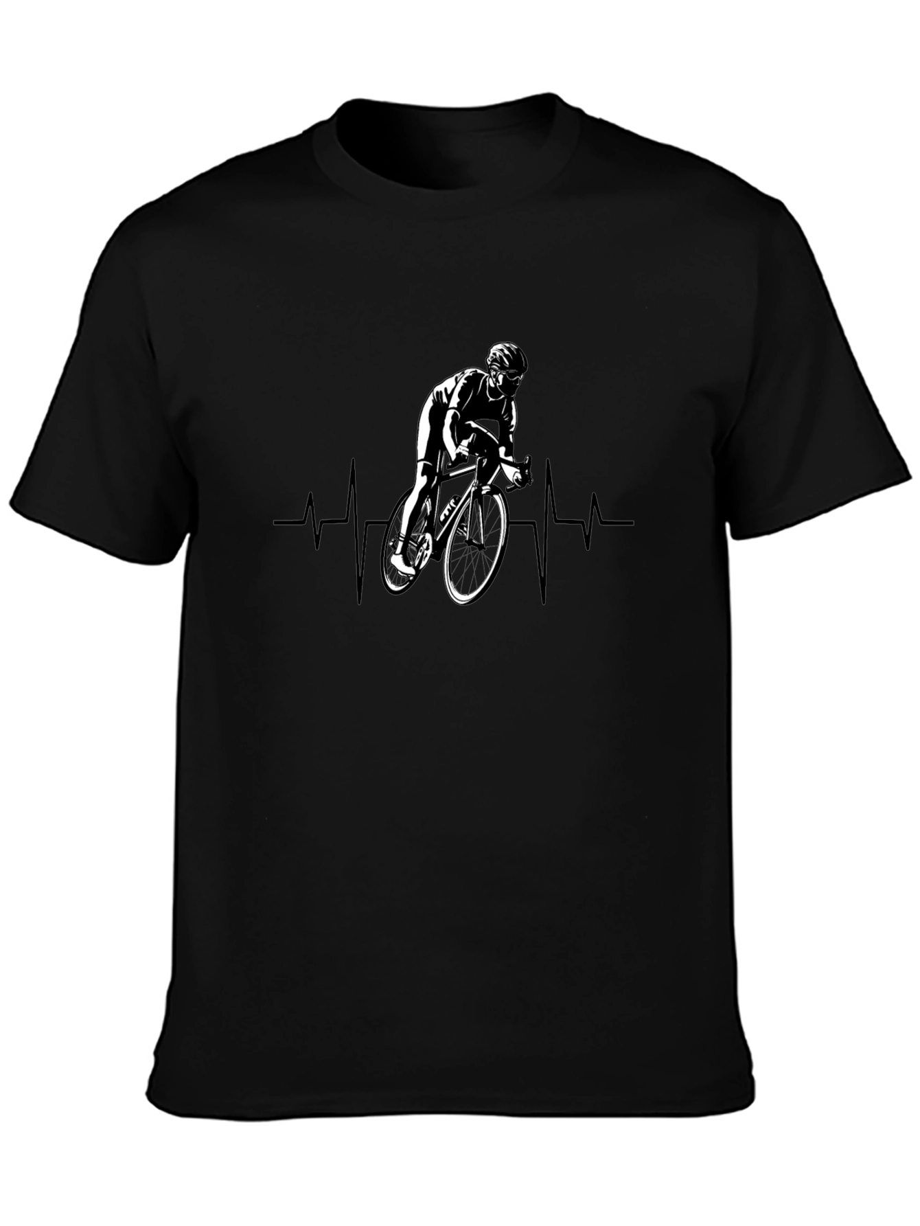 Cyclist Heartbeat T-Shirt - Black Cotton Tee