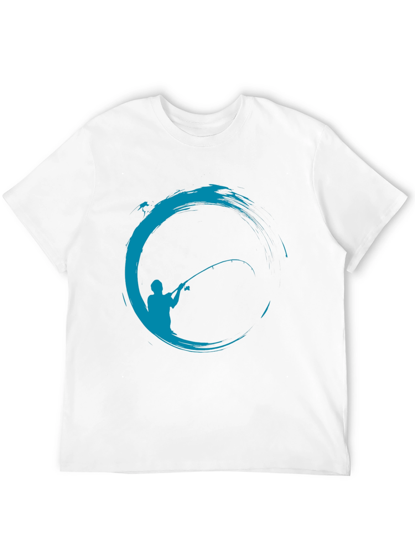 Fishing Graphic T-Shirt - Black Cotton Blend