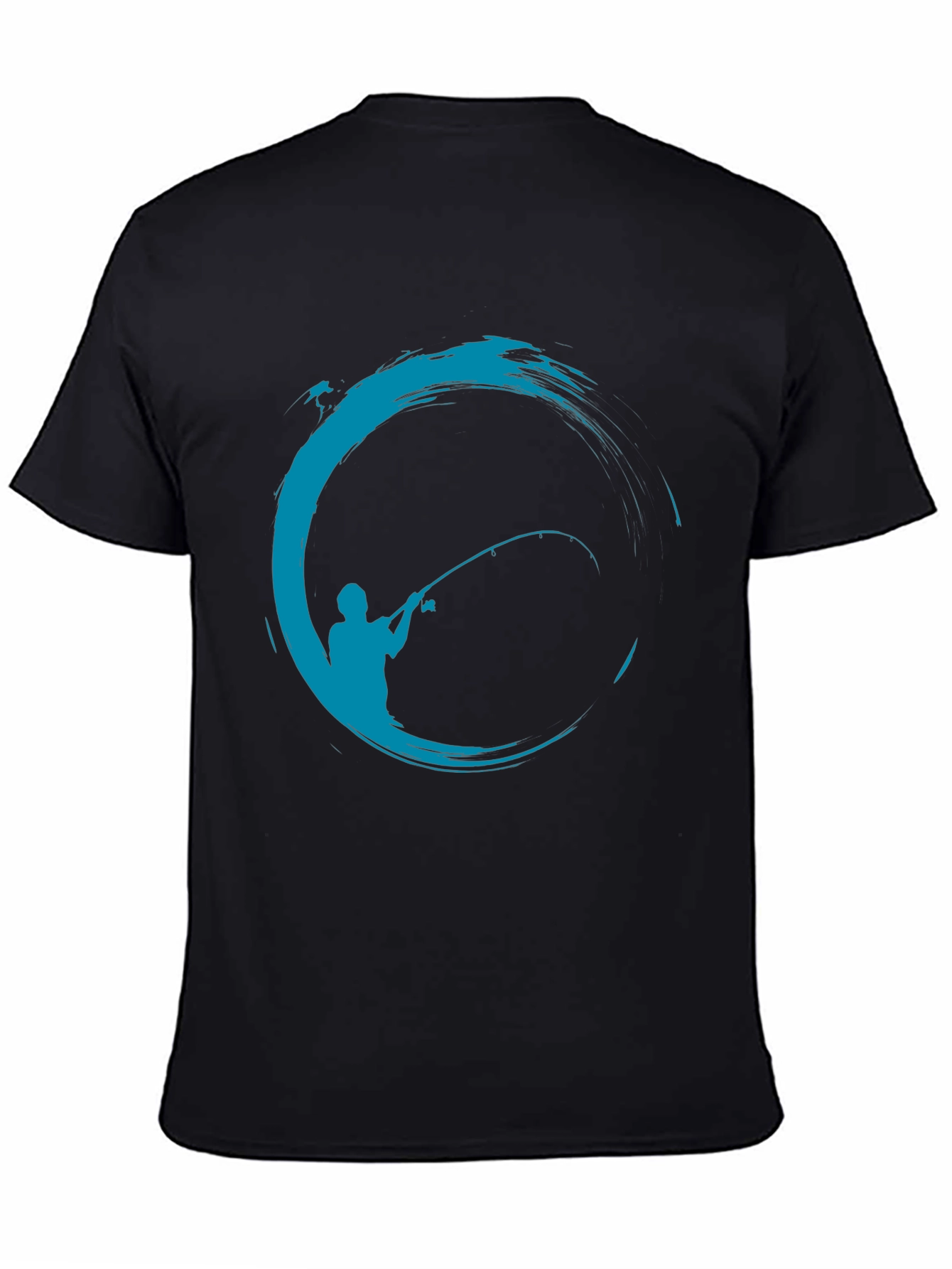 Fishing Graphic T-Shirt - Black Cotton Blend