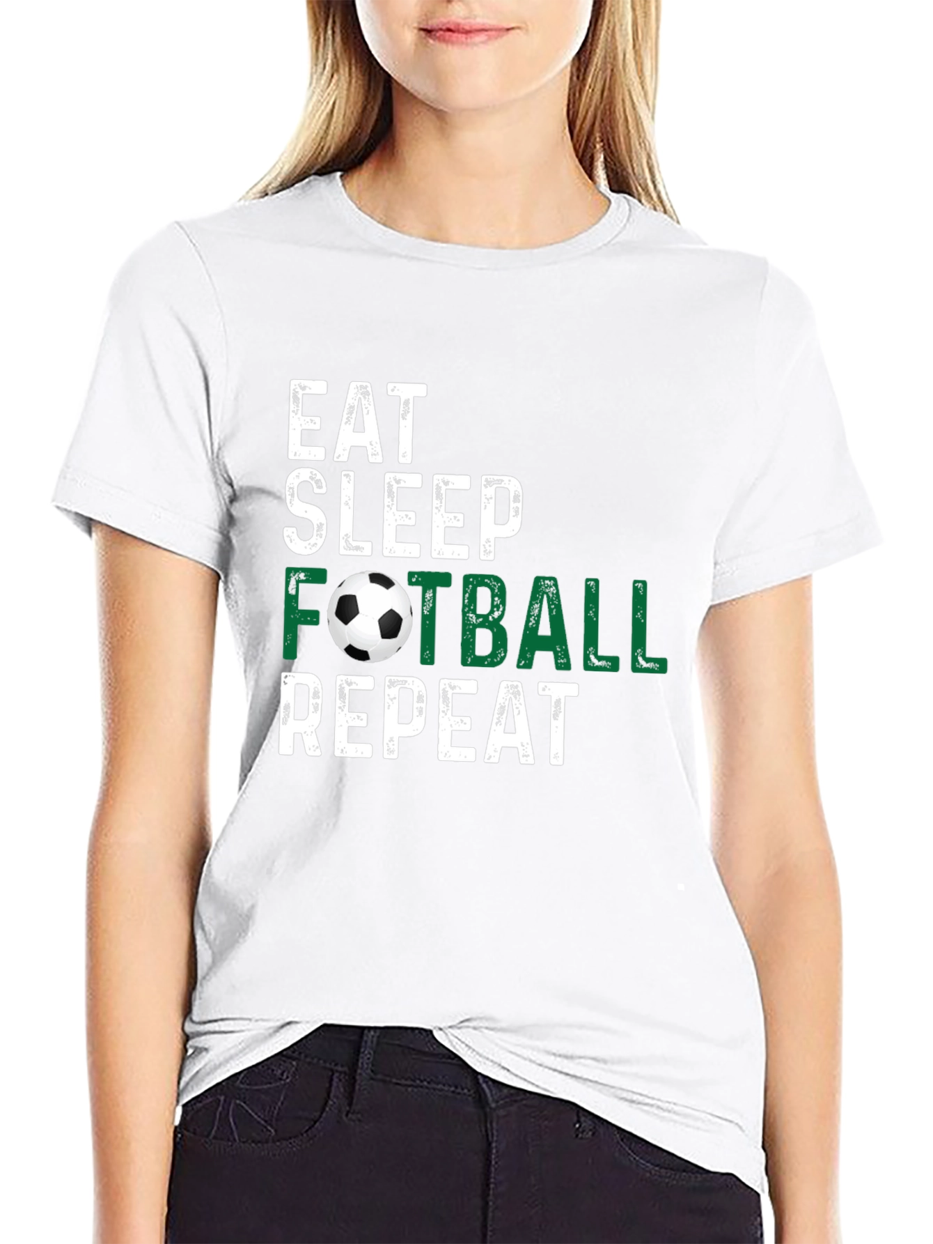 Eat Sleep Football Repeat Black T-Shirt