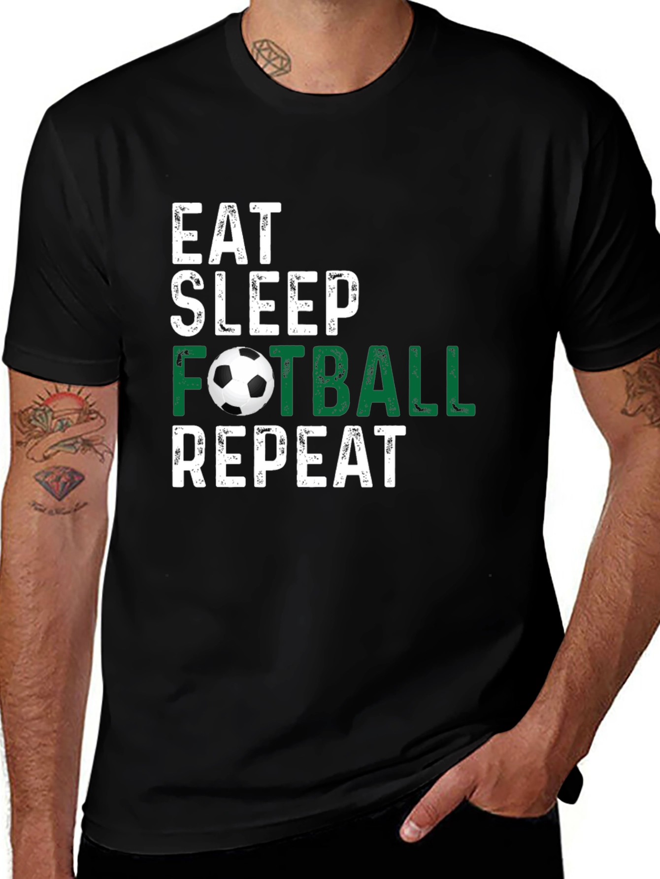 Eat Sleep Football Repeat Black T-Shirt