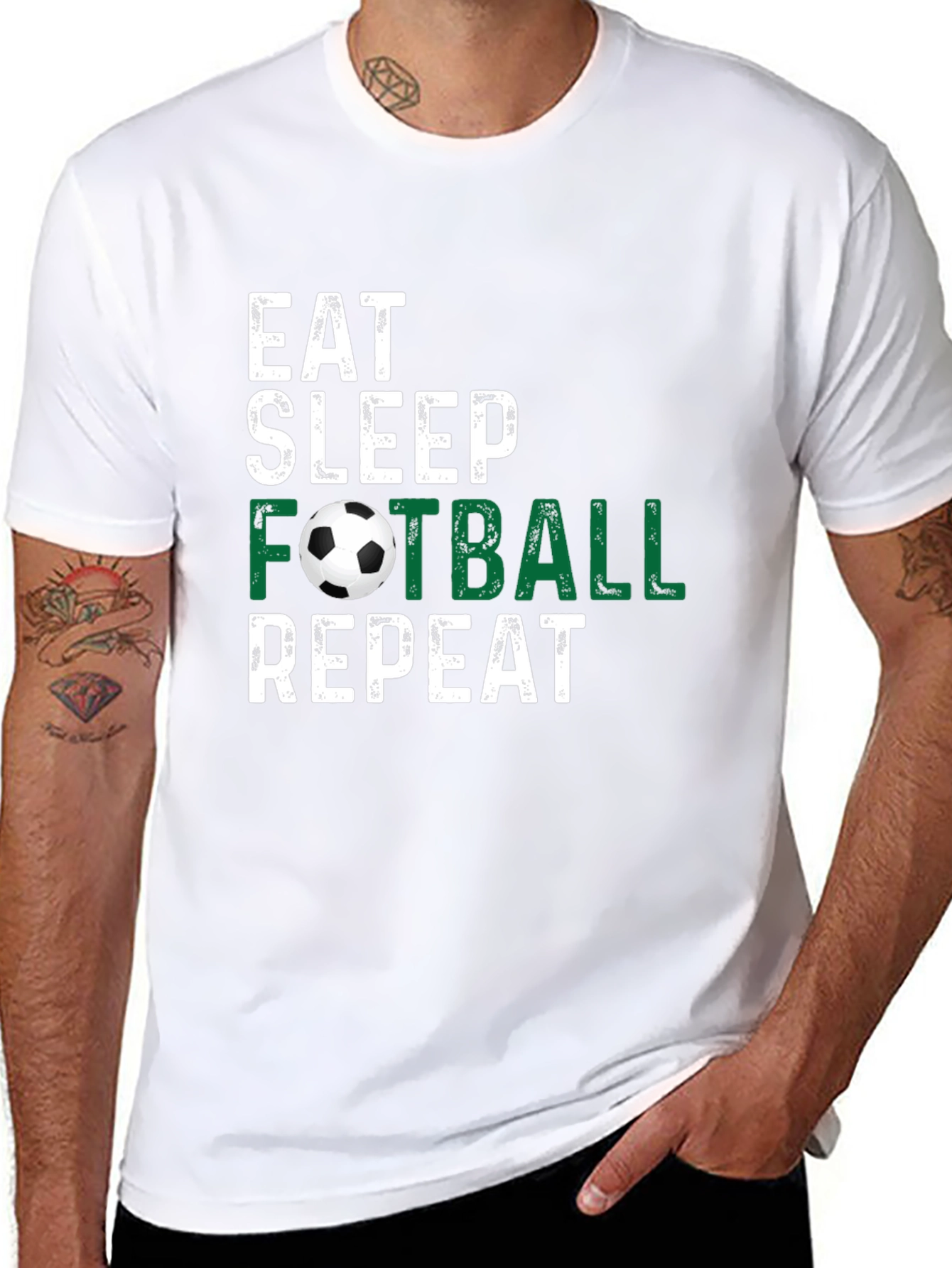 Eat Sleep Football Repeat Black T-Shirt