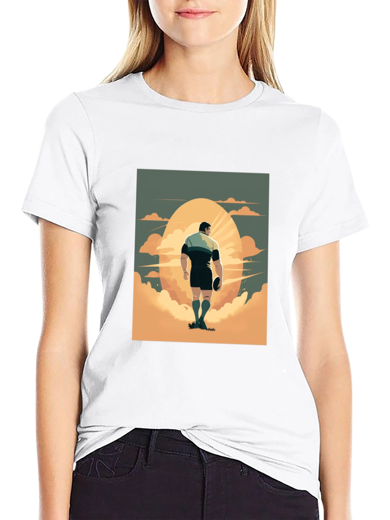 Rugby Player Graphic Tee - Black