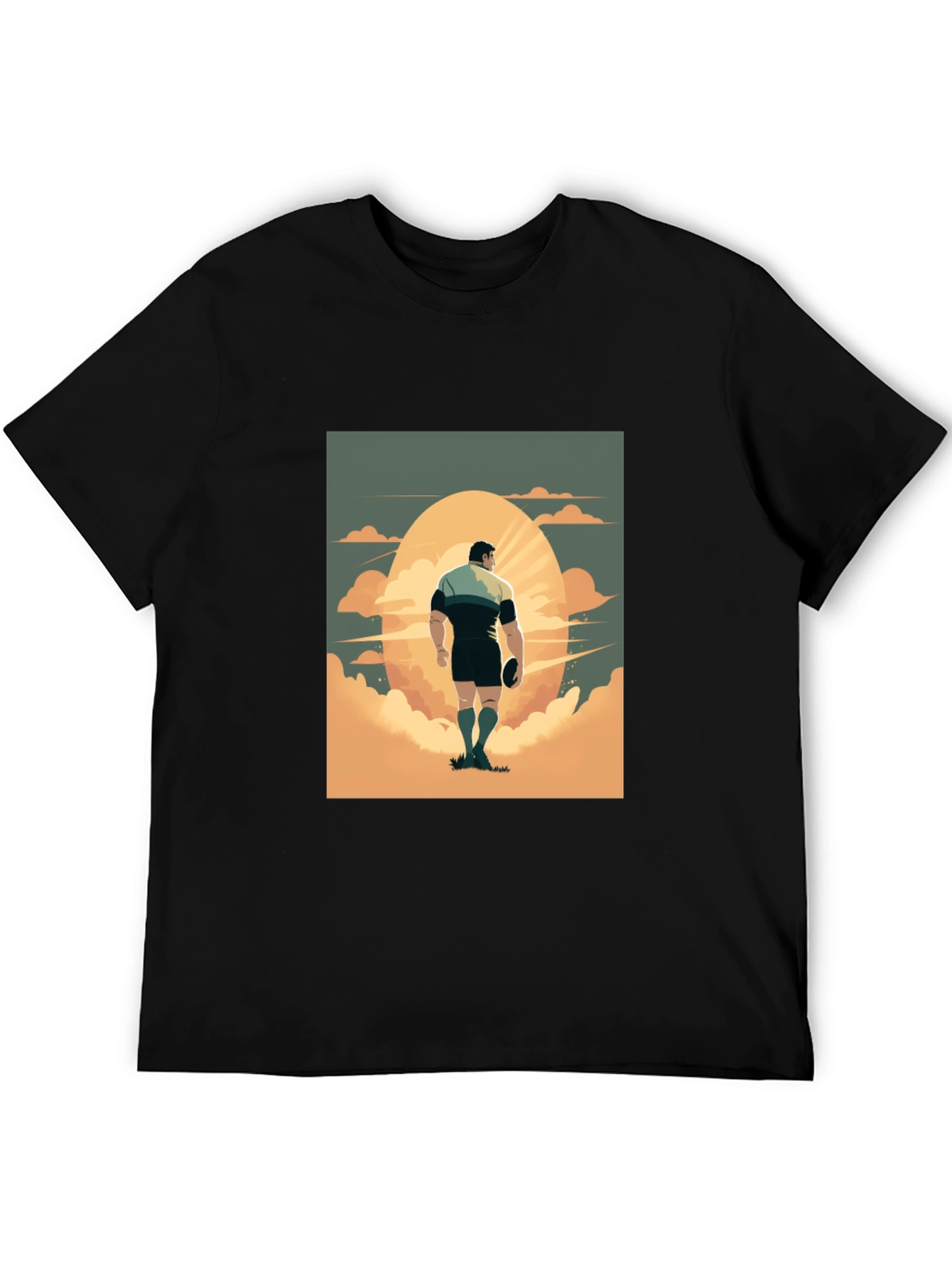 Rugby Player Graphic Tee - Black