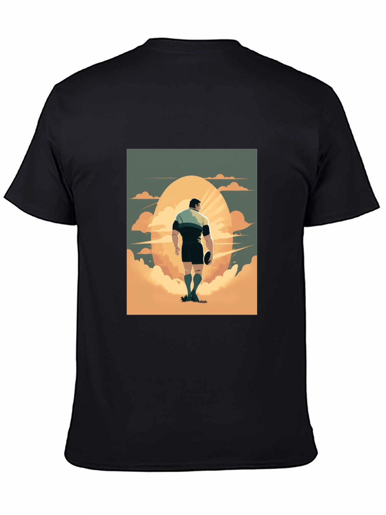 Rugby Player Graphic Tee - Black