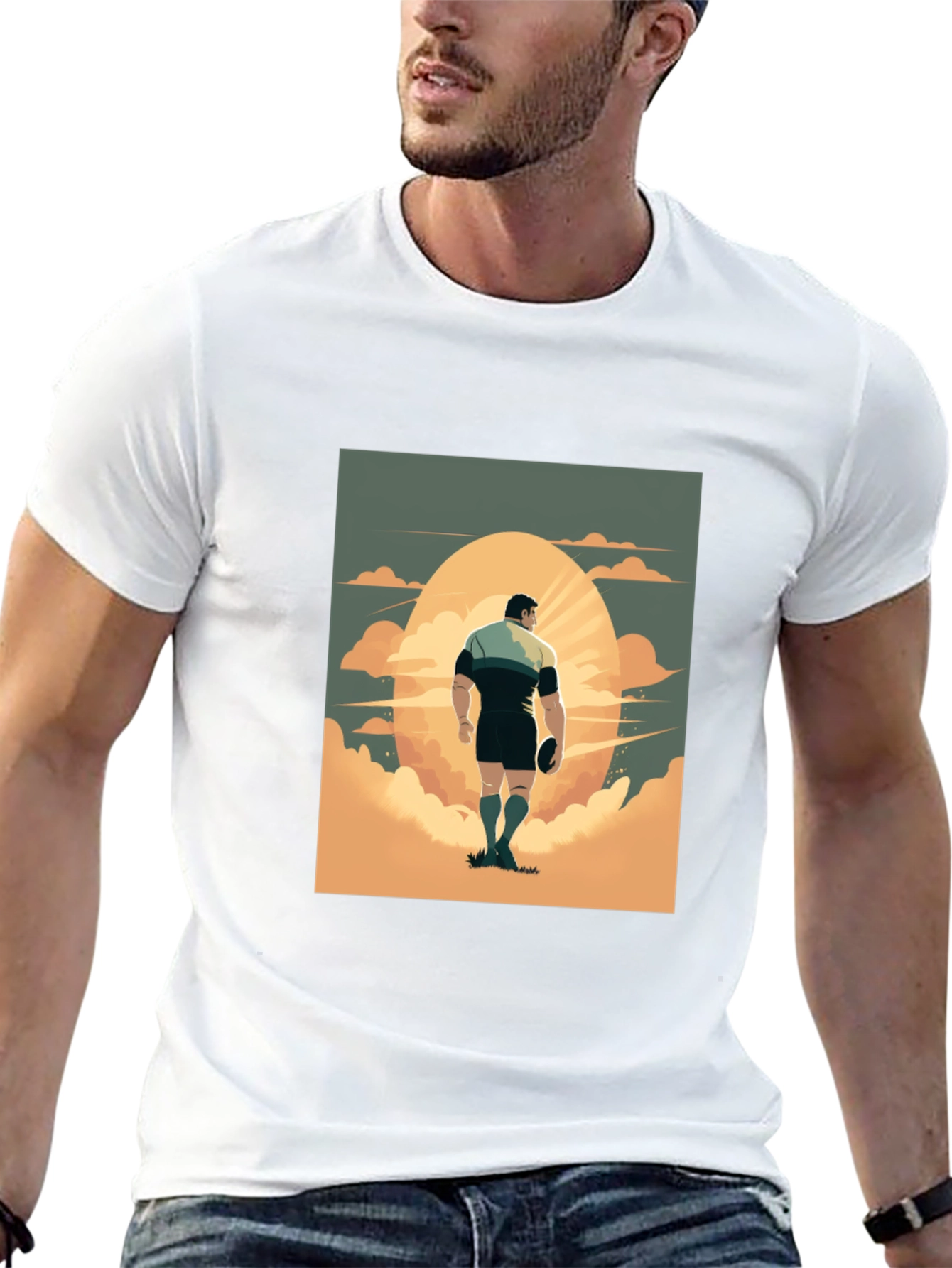 Rugby Player Graphic Tee - Black