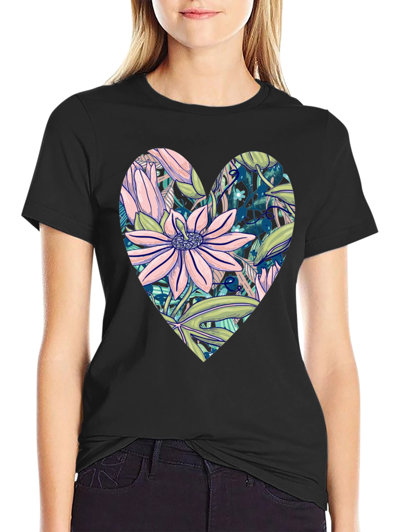 Floral Heart Graphic T-Shirt