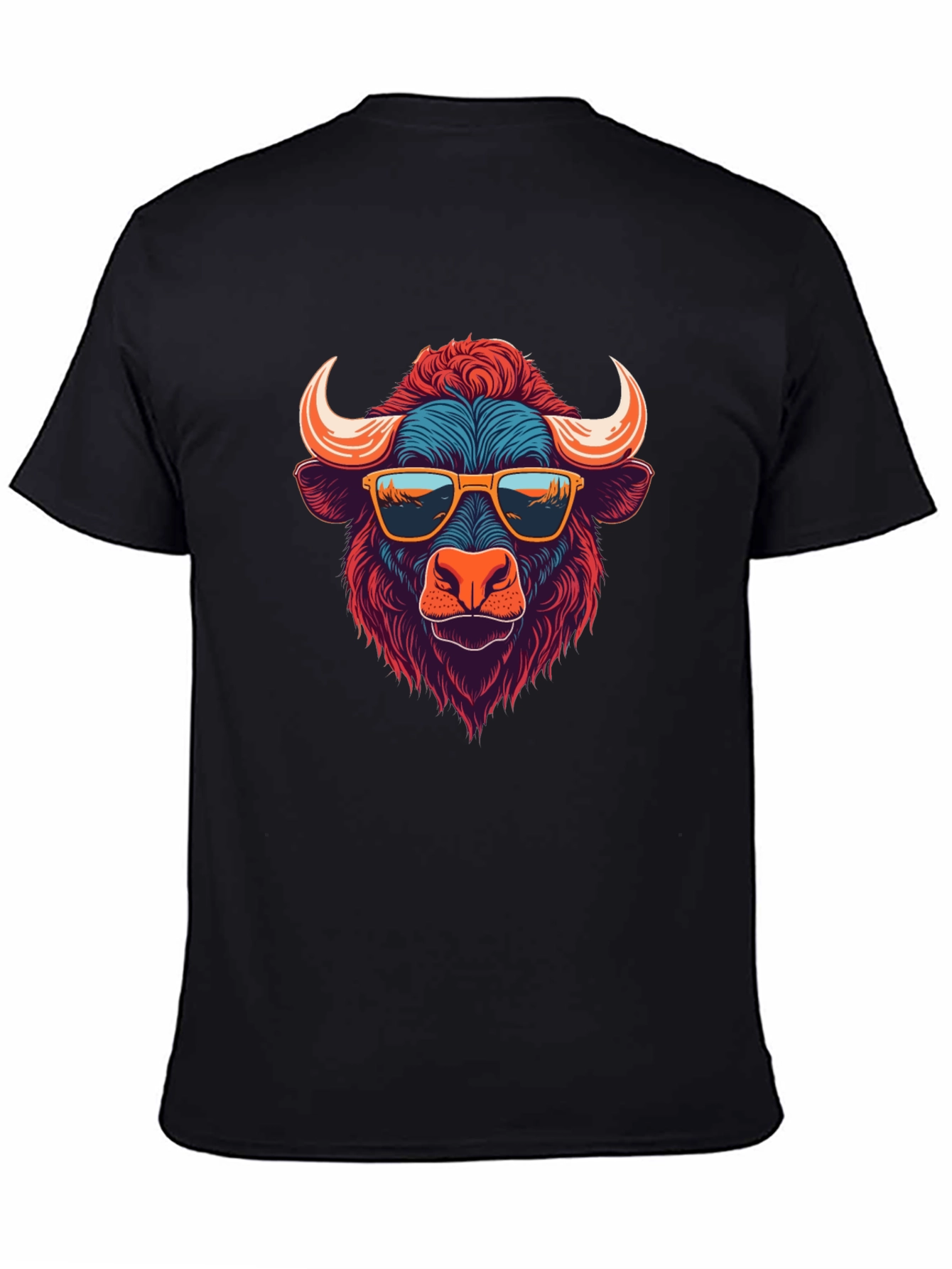 Cool Buffalo Graphic Tee - Black Cotton T-Shirt