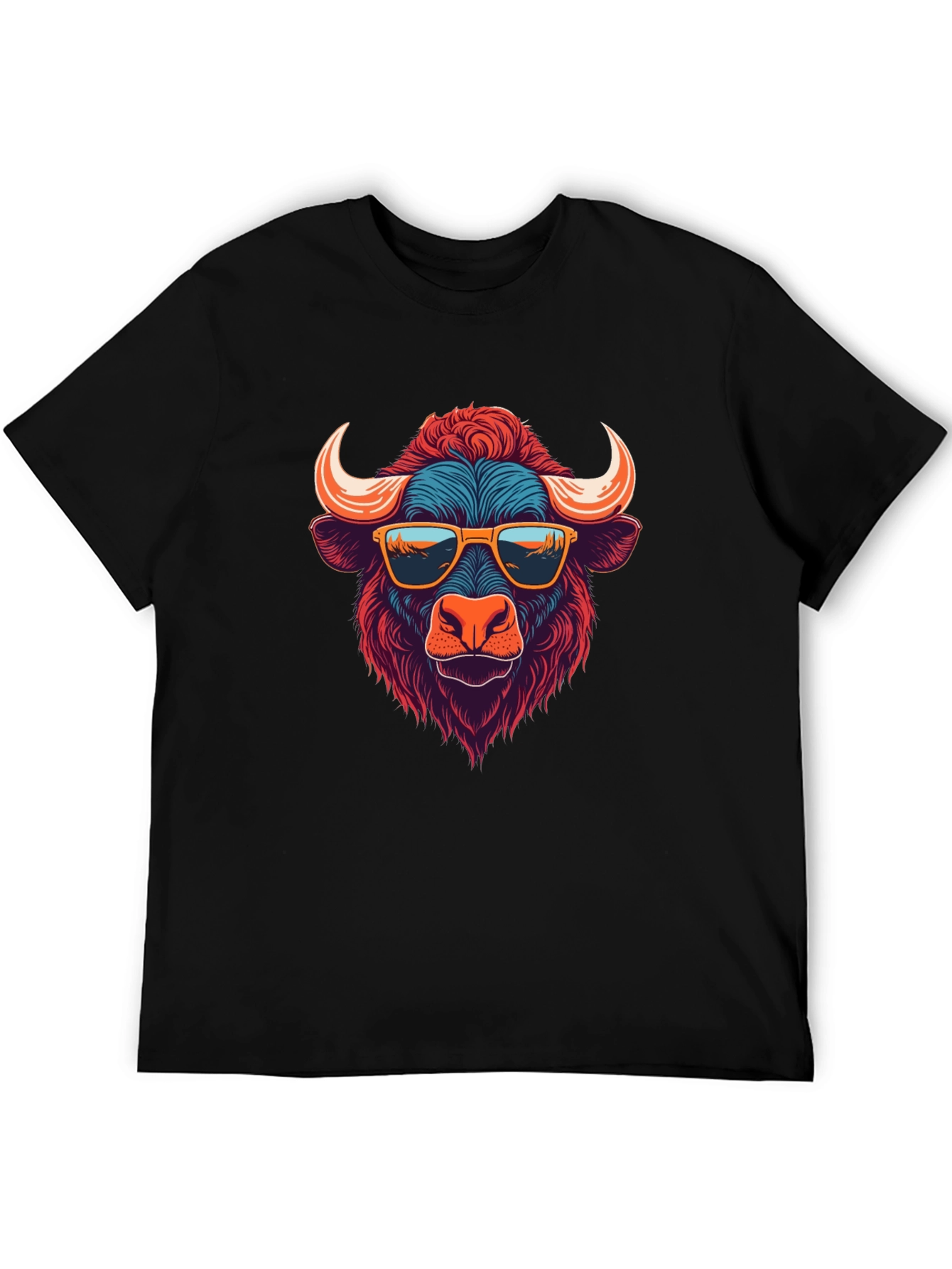 Cool Buffalo Graphic Tee - Black Cotton T-Shirt