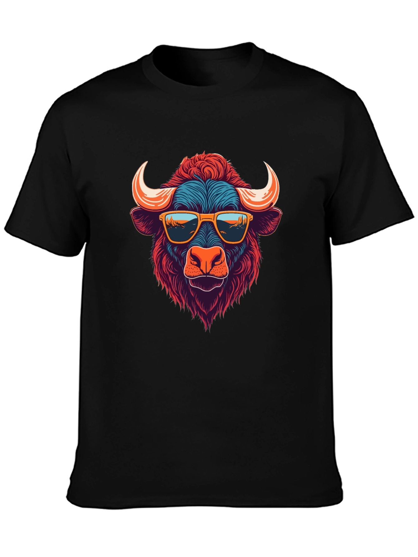 Cool Buffalo Graphic Tee - Black Cotton T-Shirt